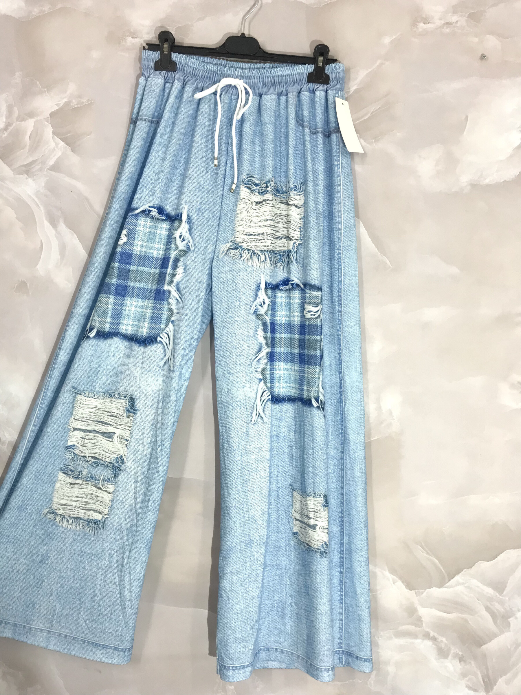 Wholesaler D&L Creation - Fluid pants wide legs printed jeans