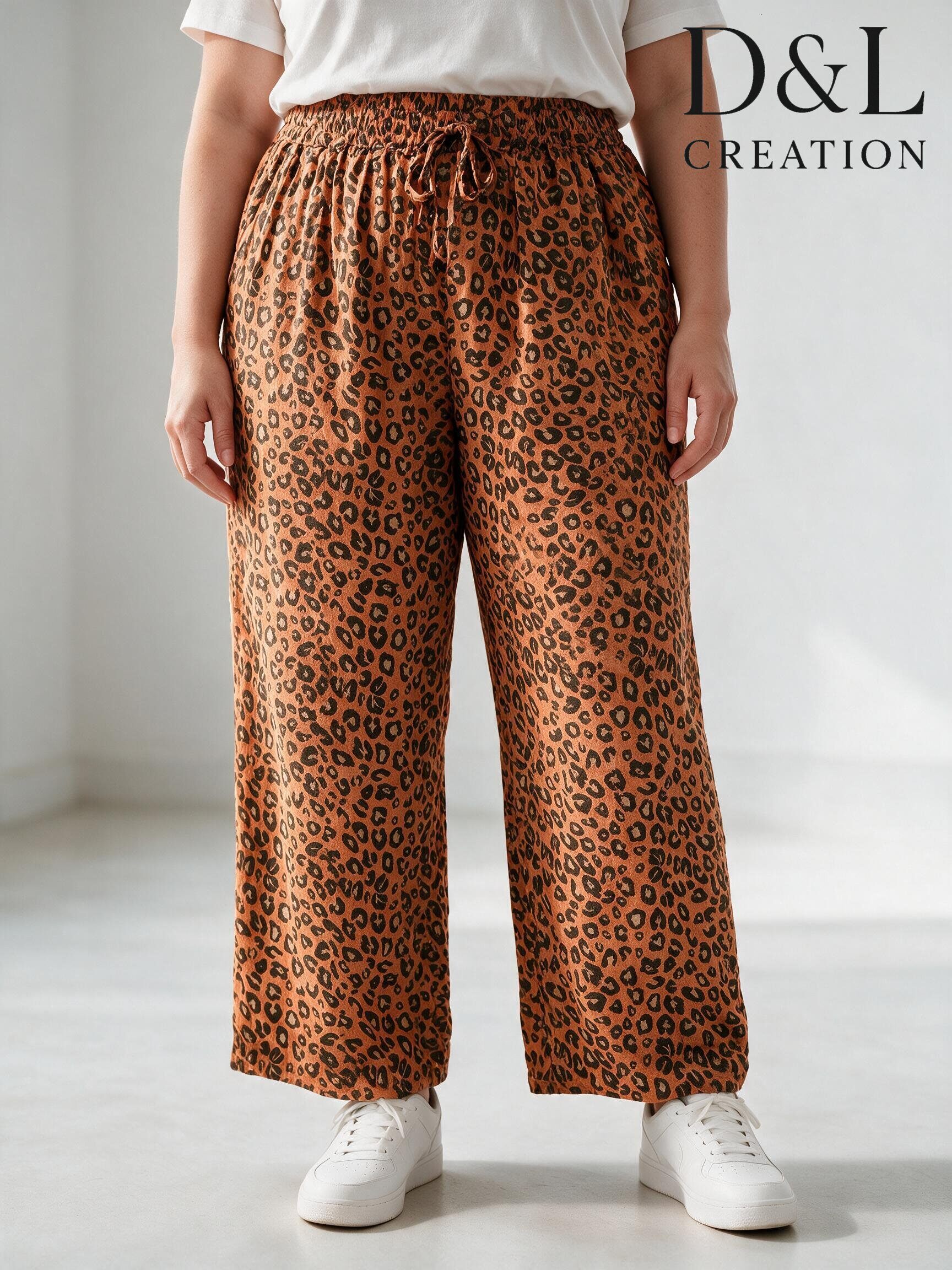 Wholesaler D&L CREATION - Leopard print pants with 2 pockets size 48/50