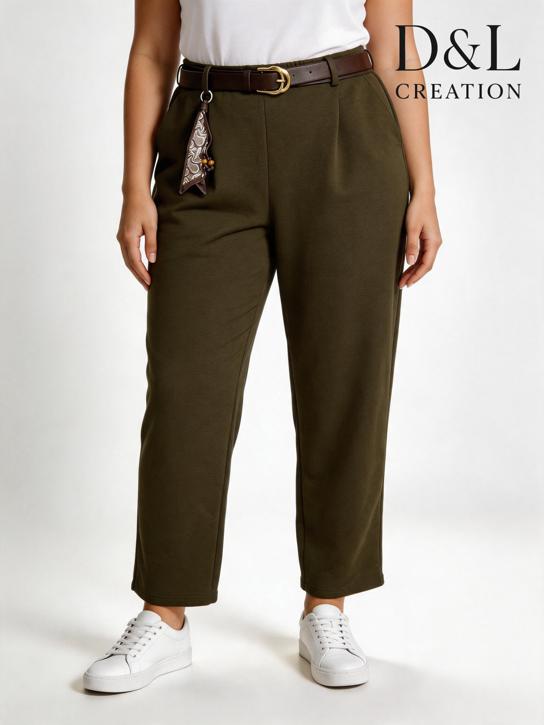 Wholesaler D&L CREATION - Carrot fit trousers with satin accessory sizes 38 to 50
