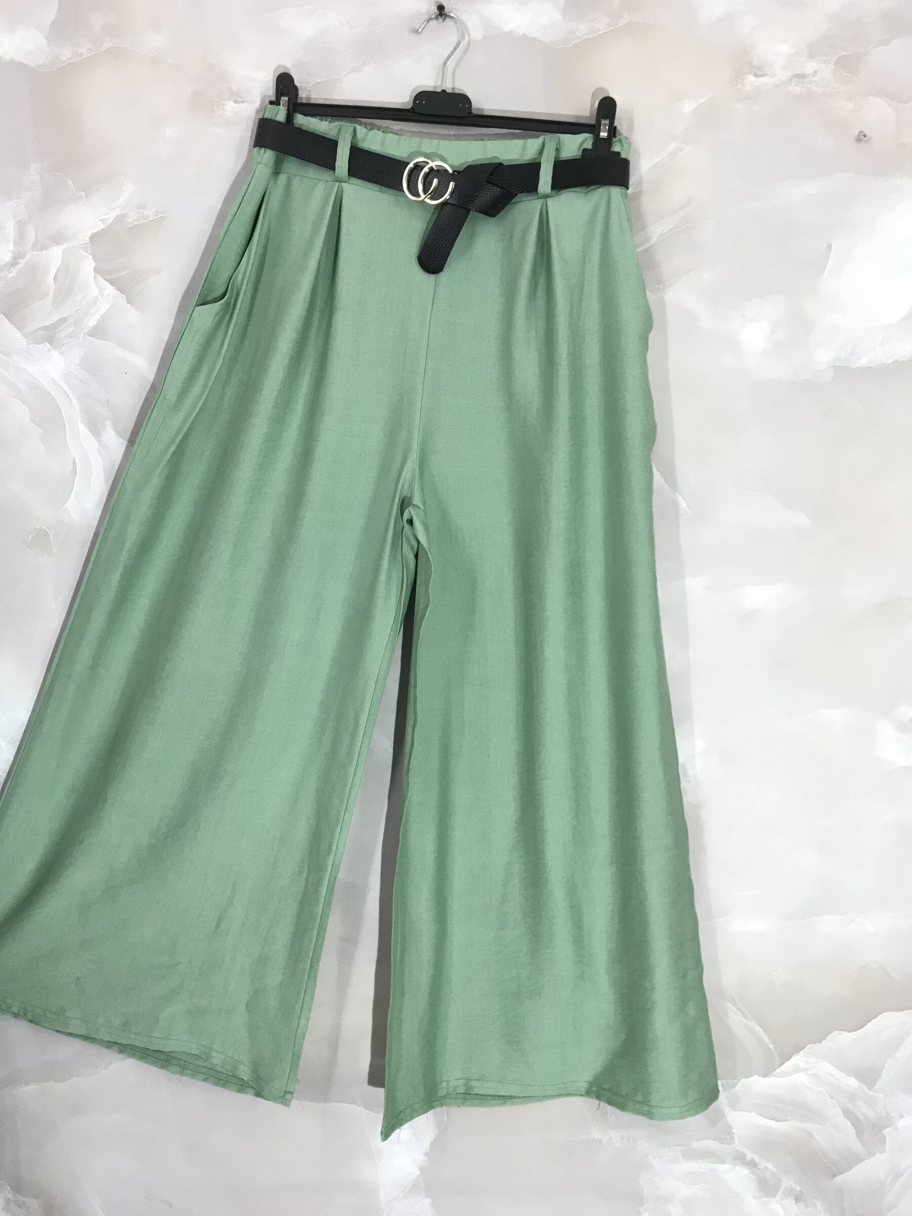 Wholesaler D&L Creation - United pants with wide legs with pockets and belt