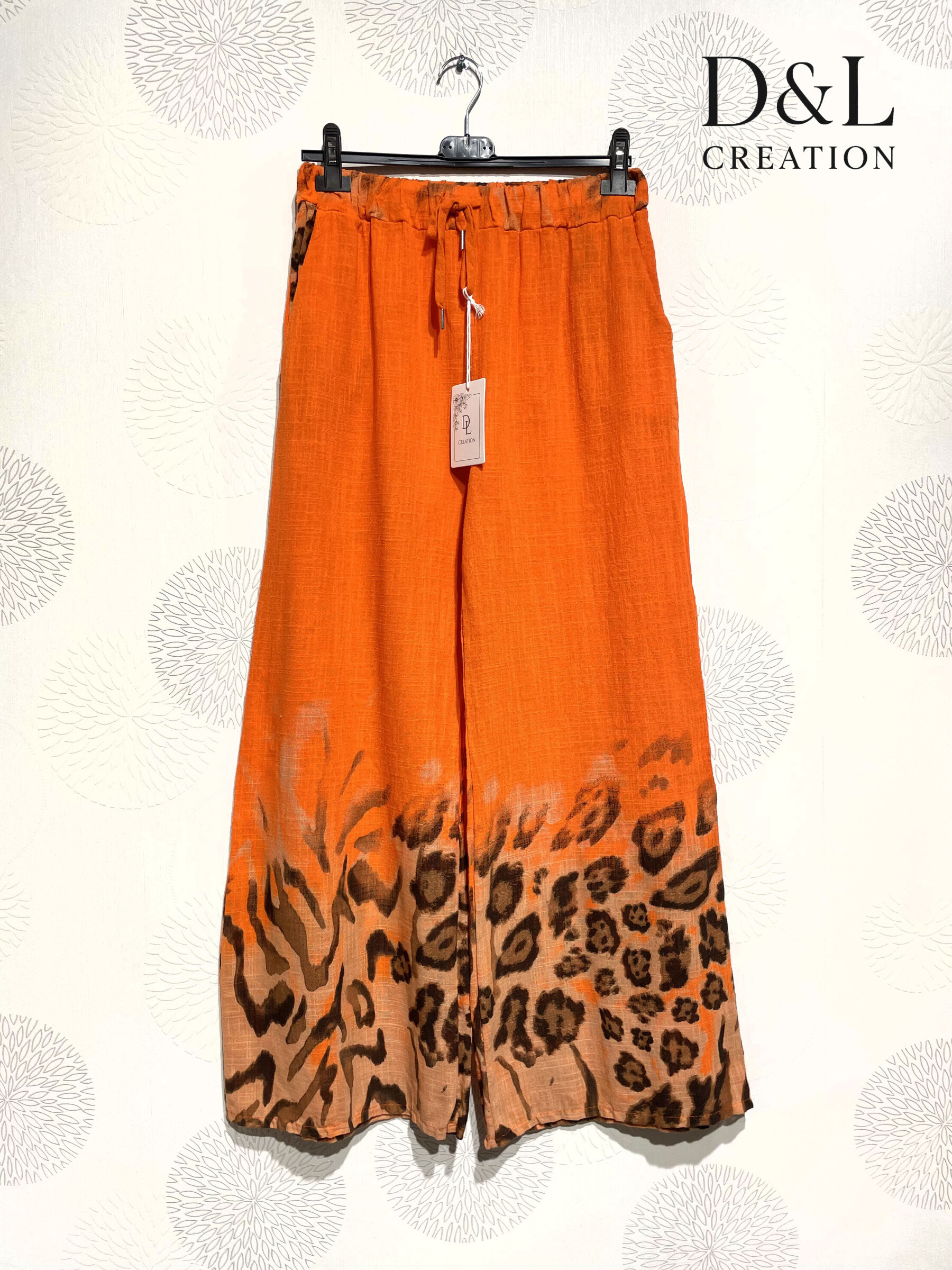 Mayorista D&L CREATION - Pantalones de algodón estampados de leopardo de pierna ancha talla 38 a 46