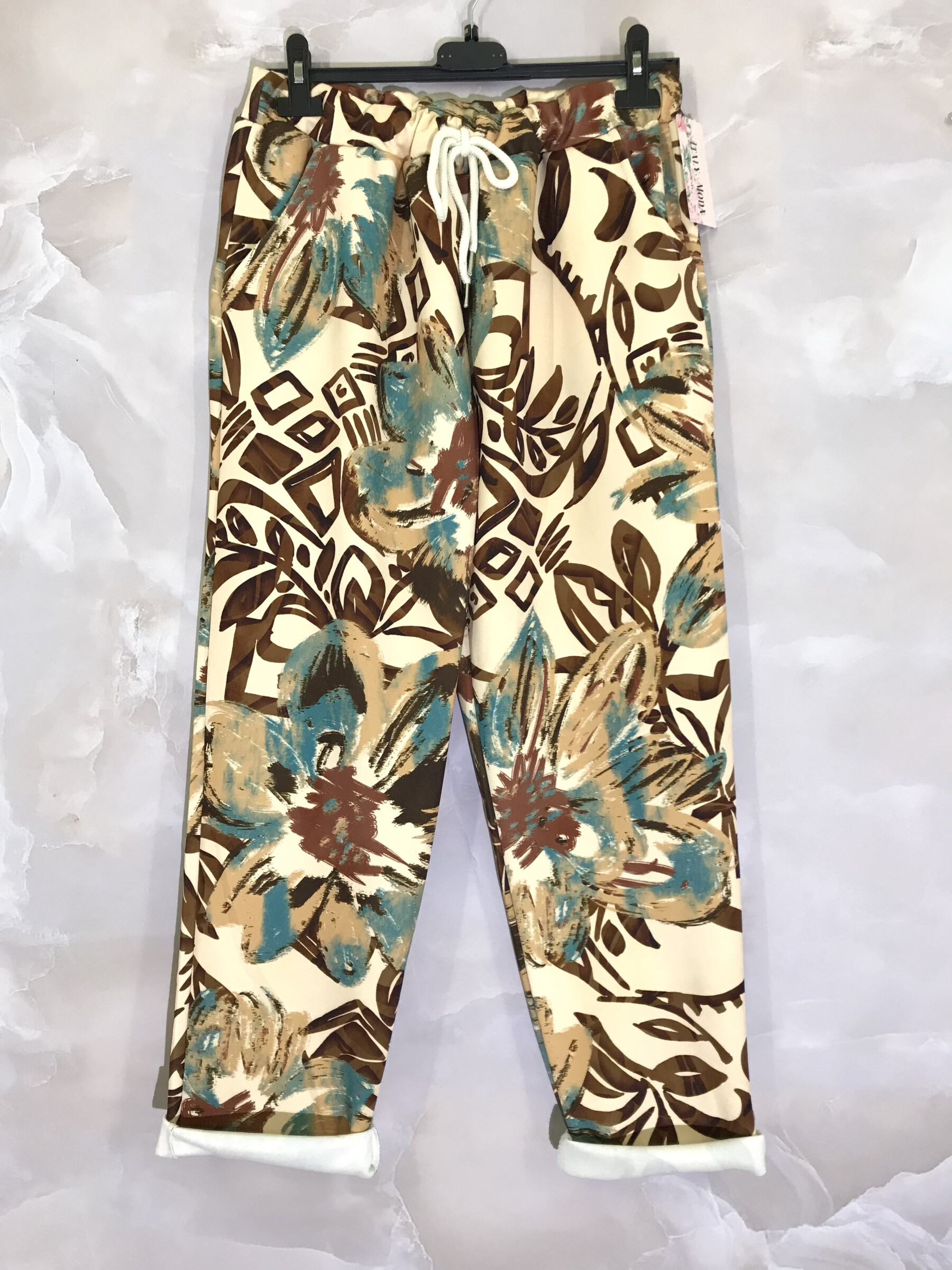 Wholesaler D&L Creation - Soft colorful printed pants with drawstring and pockets
