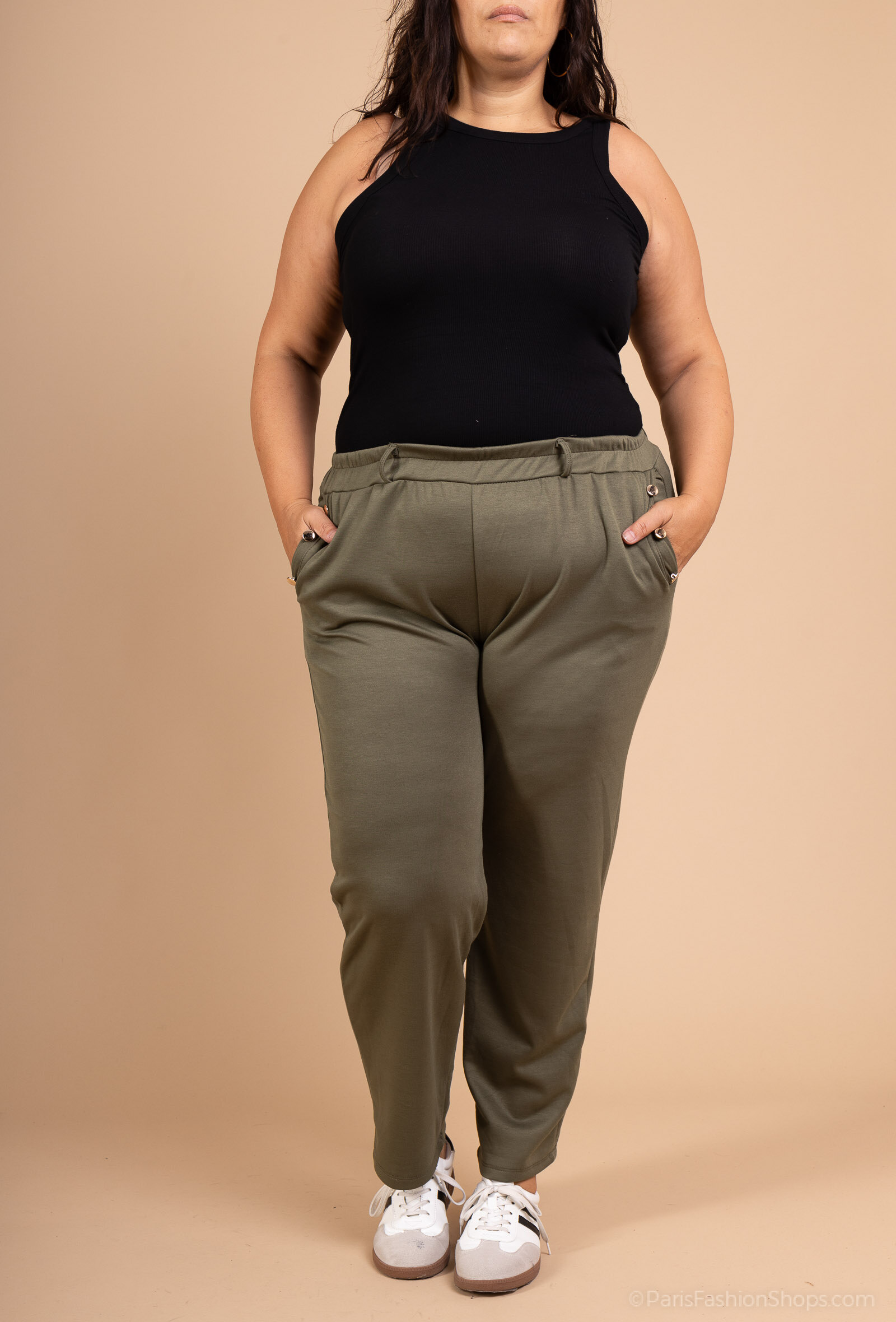 Großhändler D&L CREATION - Weiche Hose mit Knöpfen an den Taschen Größen 40 bis 54