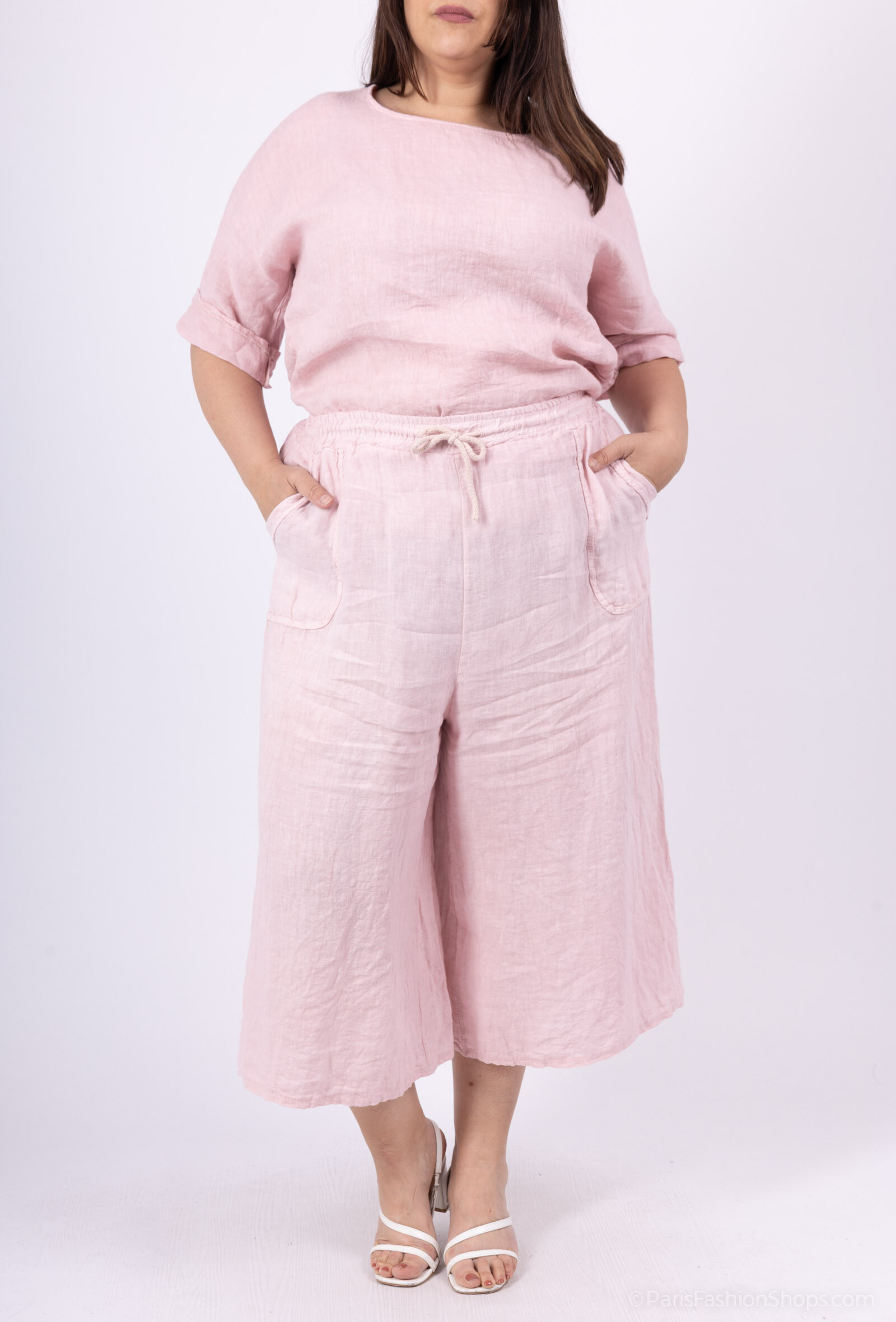 Mayorista D&L CREATION - Pantalones 7/8 en lino con bolsillos T38 a T50