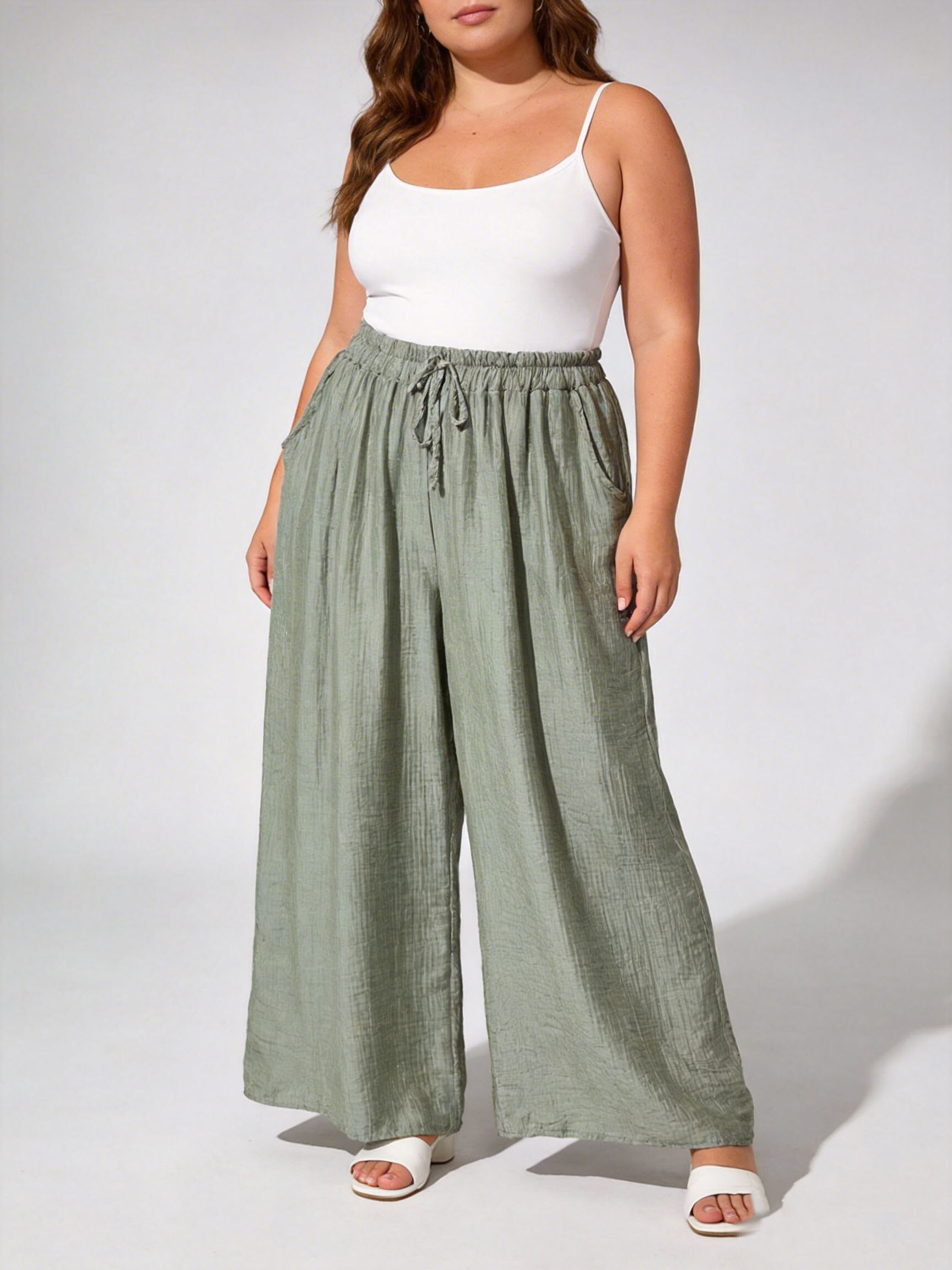 Großhändler D&L CREATION - Weit geschnittene Lyocell-Hose, leicht transparent, Größen 38 bis 52