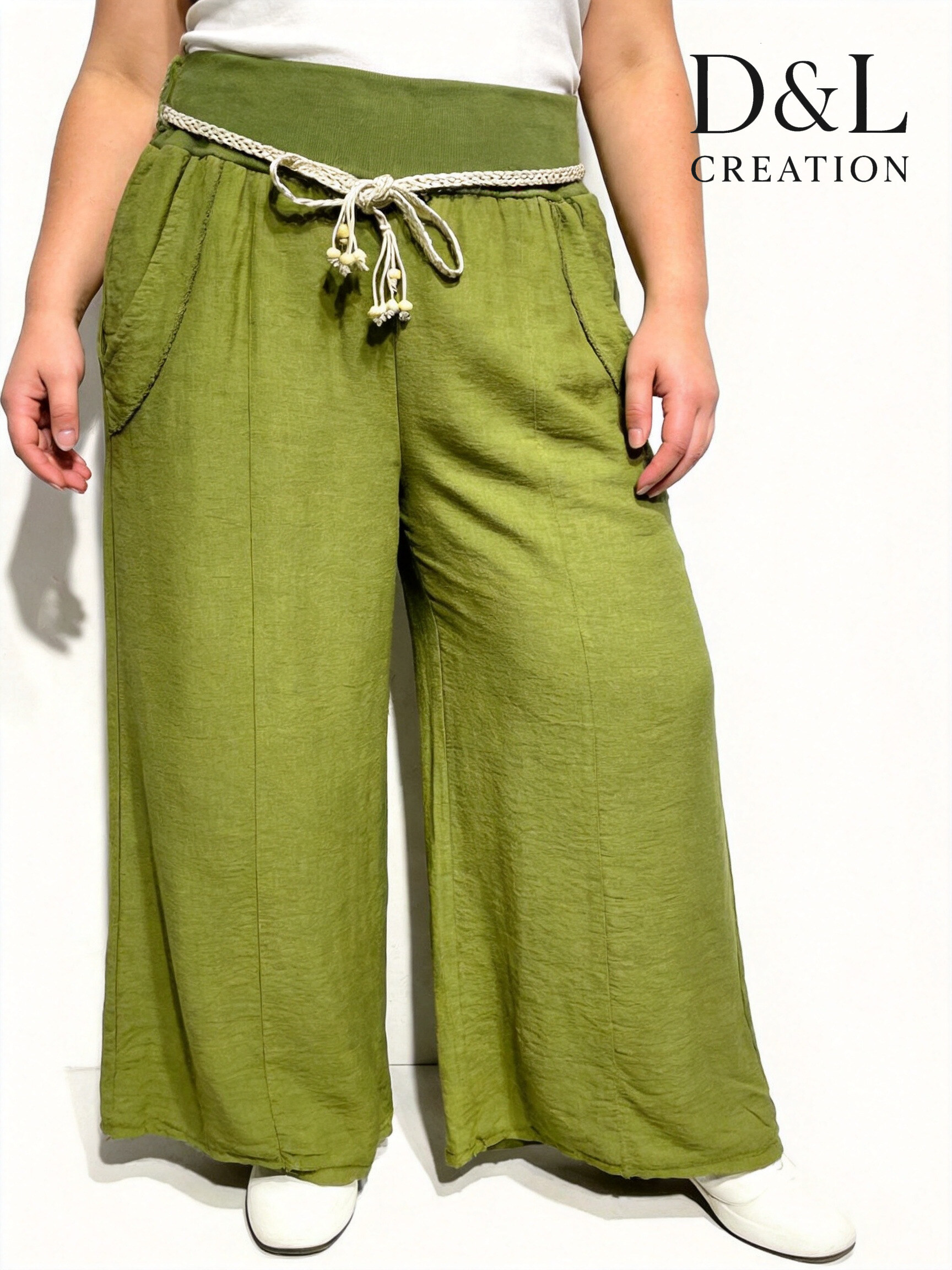 Grossista D&L CREATION - Pantaloni in viscosa a gamba larga casual taglie 38 a 48