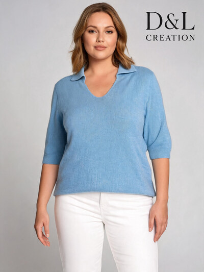Grossista D&L CREATION - Maglione con collo a camicia in baby alpaca, taglie 38 a 44 Grossista D&L CREATION - Maglione con collo a camicia in baby alpaca, taglie 38 a 44