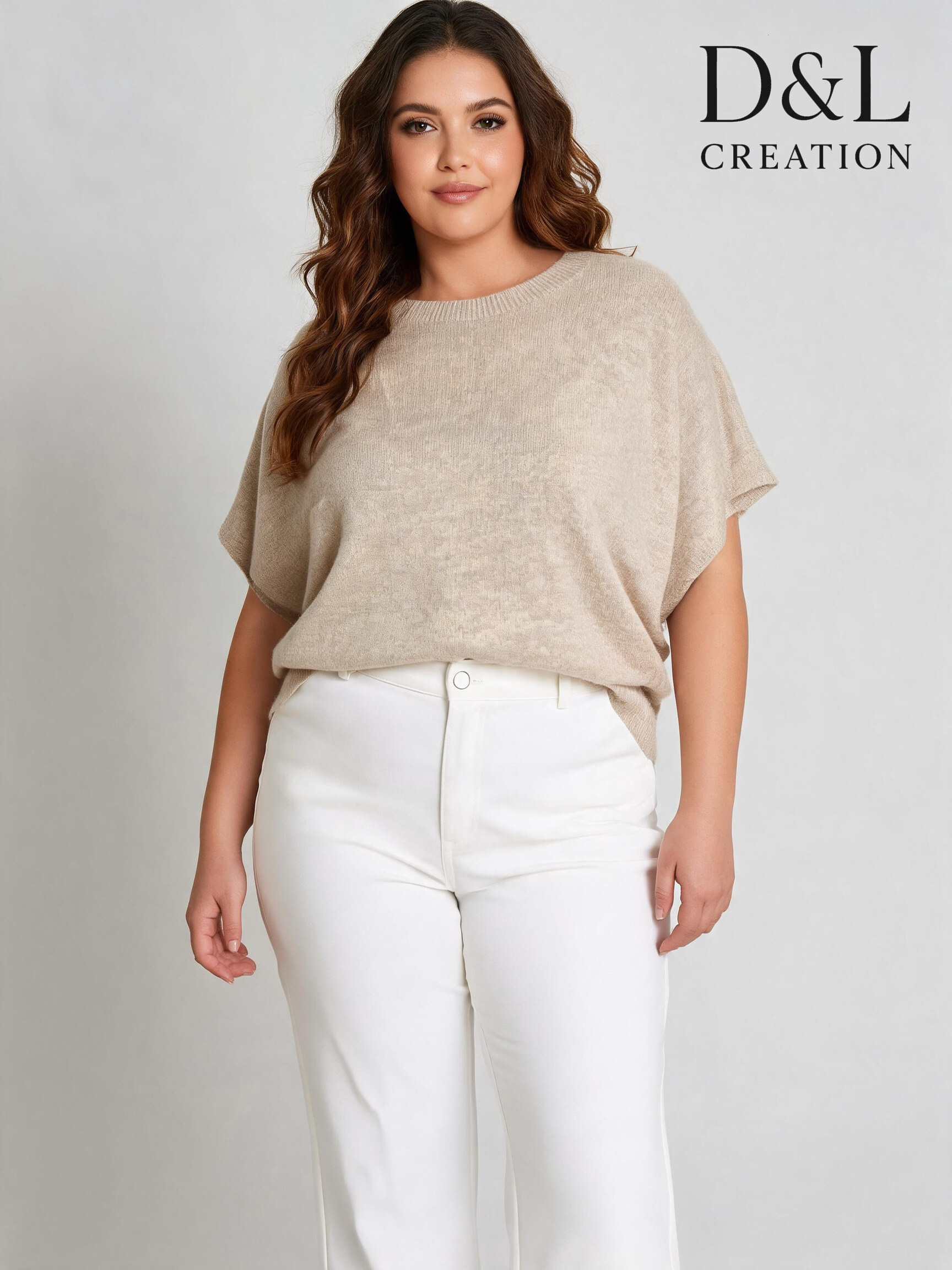 Wholesaler D&L CREATION - Oversized batwing sleeve sweater sizes 38 to 52