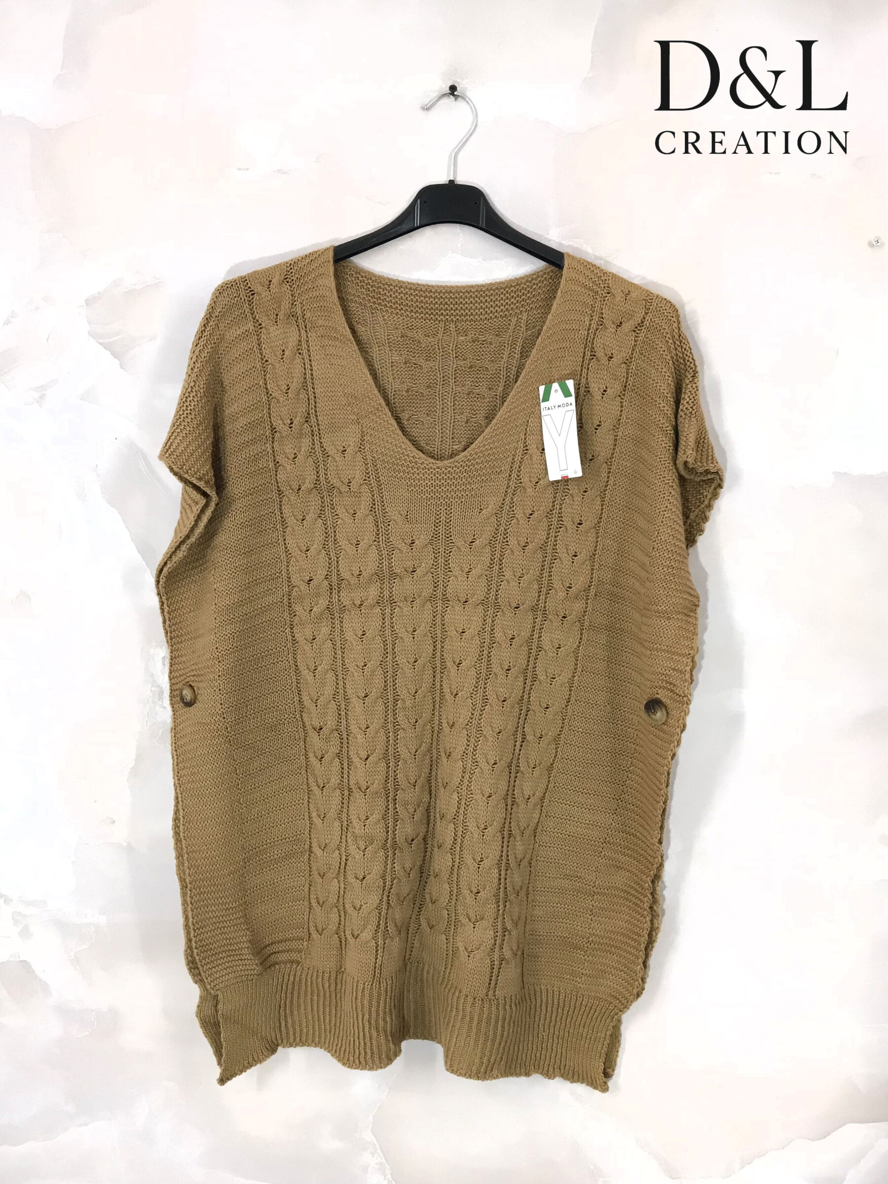 Mayorista D&L CREATION - Poncho suéter de manga corta tallas 38 a 50
