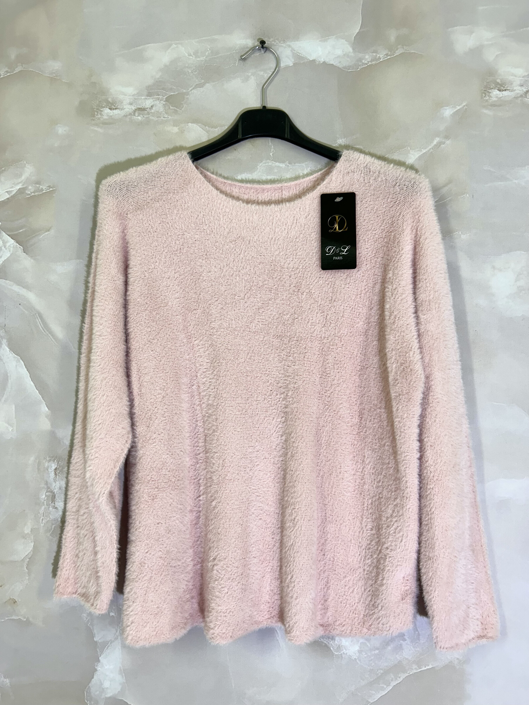 Grossiste D&L CREATION - Pull extra doux stretch effet poils lapin col rond