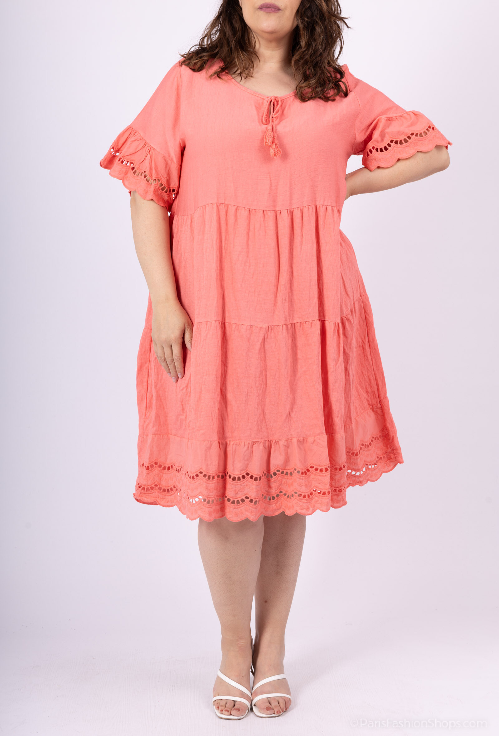 Mayorista D&L CREATION - Vestido grande de estilo bohemio con bordados y pompones T40 en T48