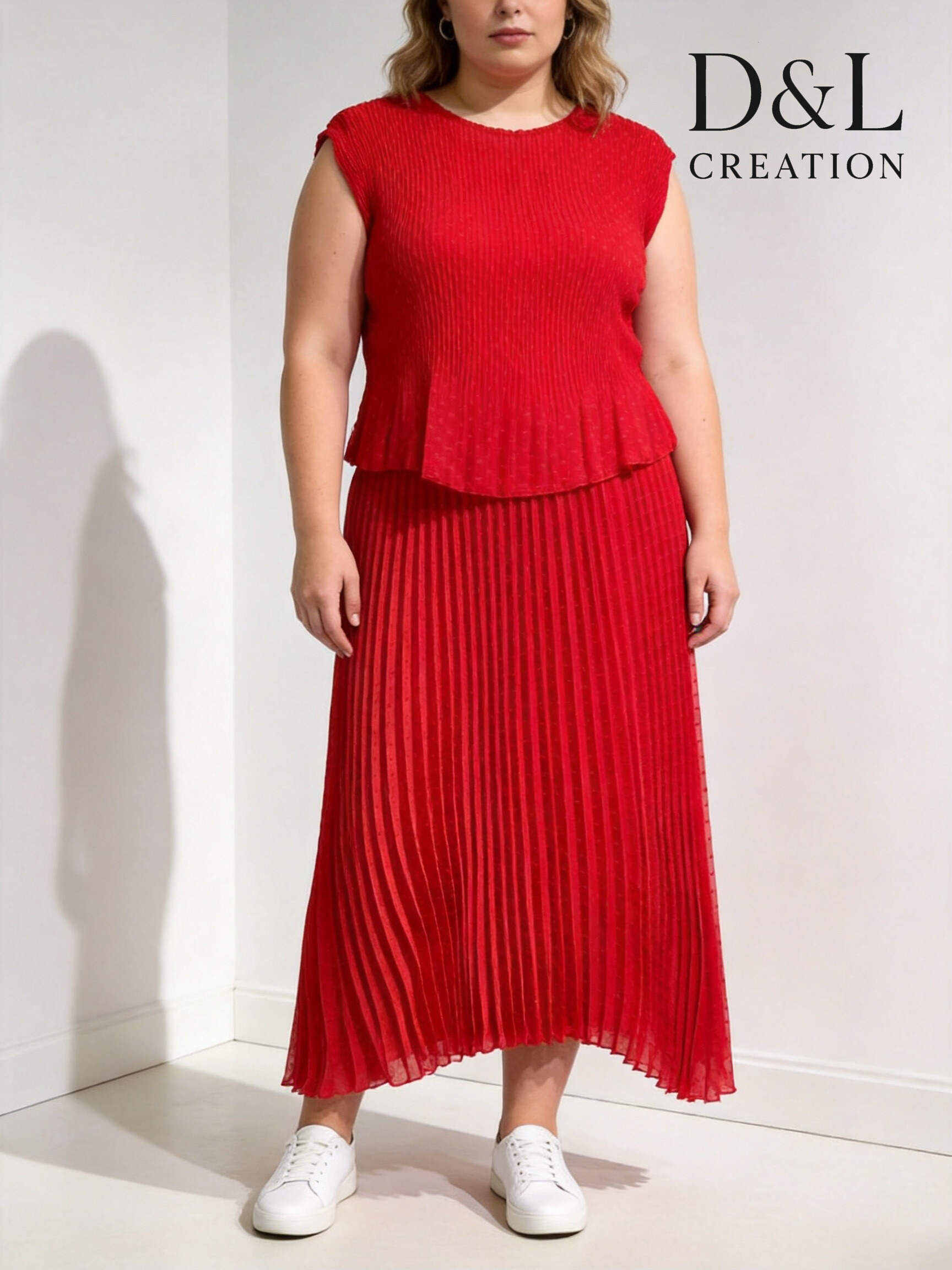 Grossiste D&L CREATION - Robe plissée mousseline doublée T38 à T52
