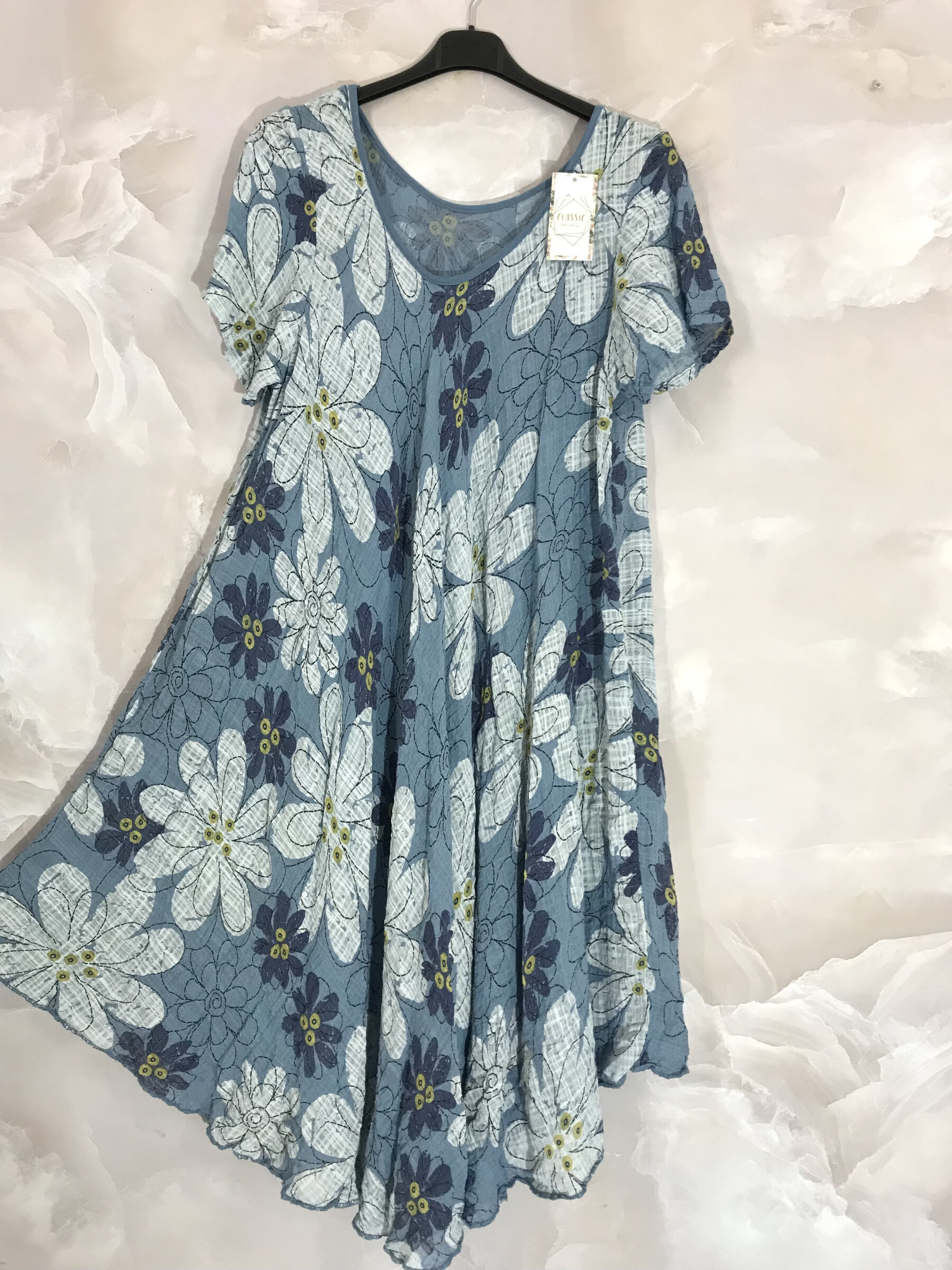 Grossiste D&L CREATION - Robe imprimée grande taille évasée imprimé fleurs en coton T38 à T56