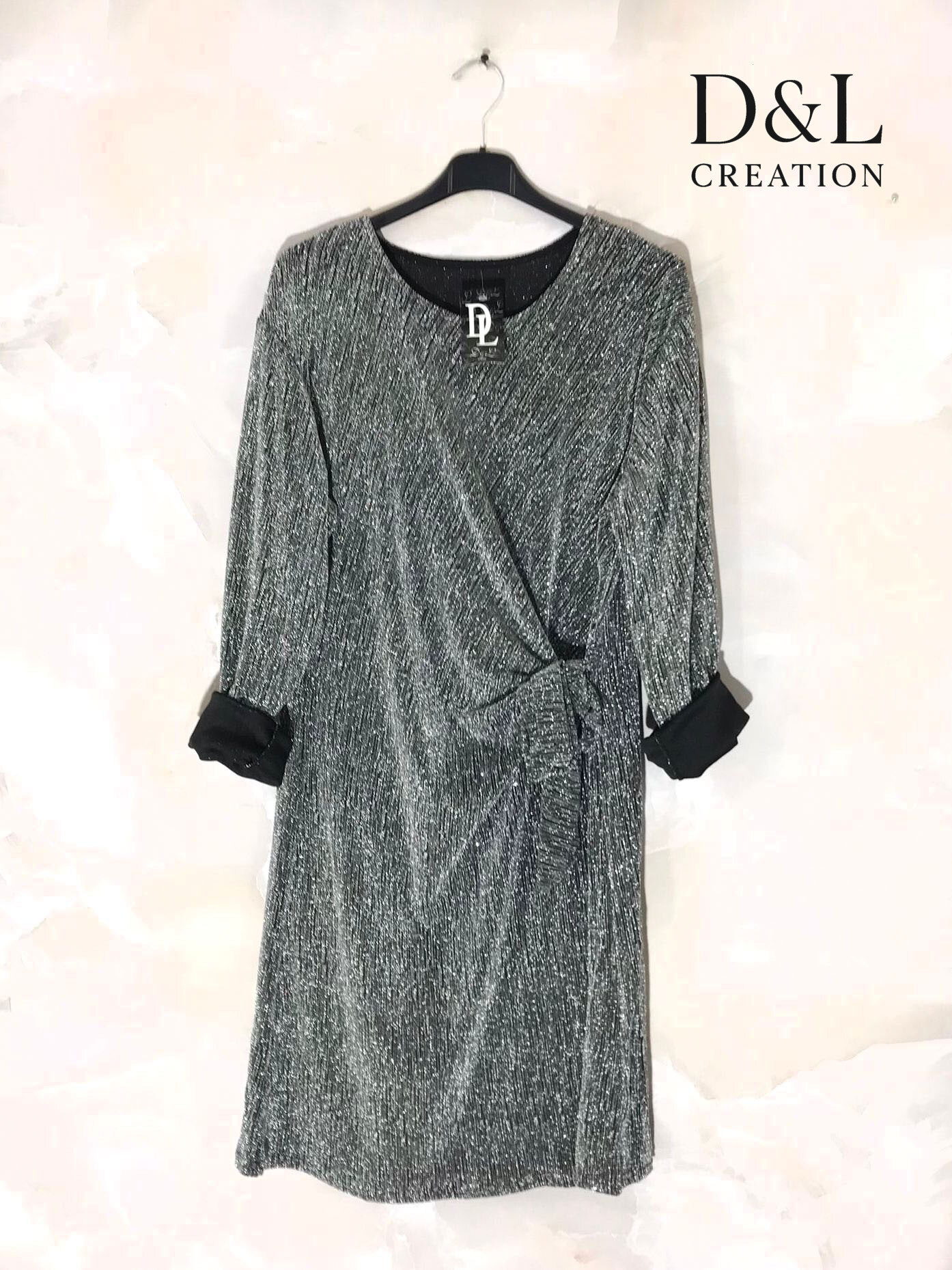 Grossiste D&L CREATION - Robe pailletée avec nœud T38 à T52