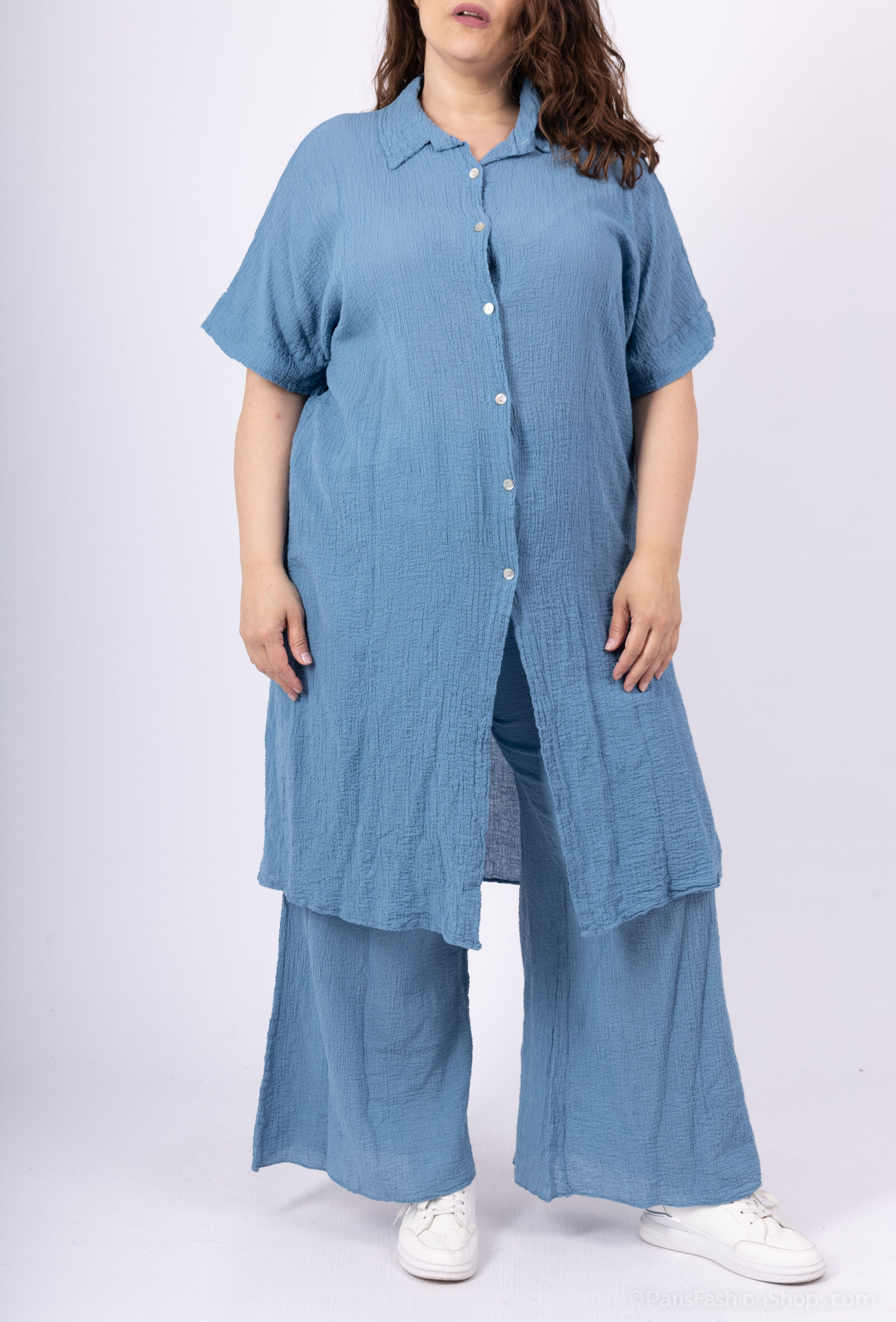 Wholesaler D&L CREATION - Vest / Long dress / Long shirt in Embarly Cotton Ultra Strech T38 at T52