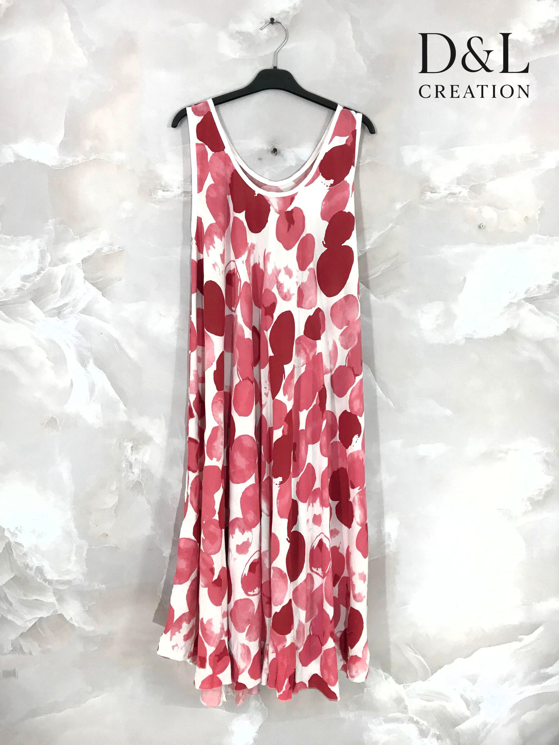 Großhändler D&L CREATION - Ausgestelltes Kleid mit Runddruck Größen 38 bis 50