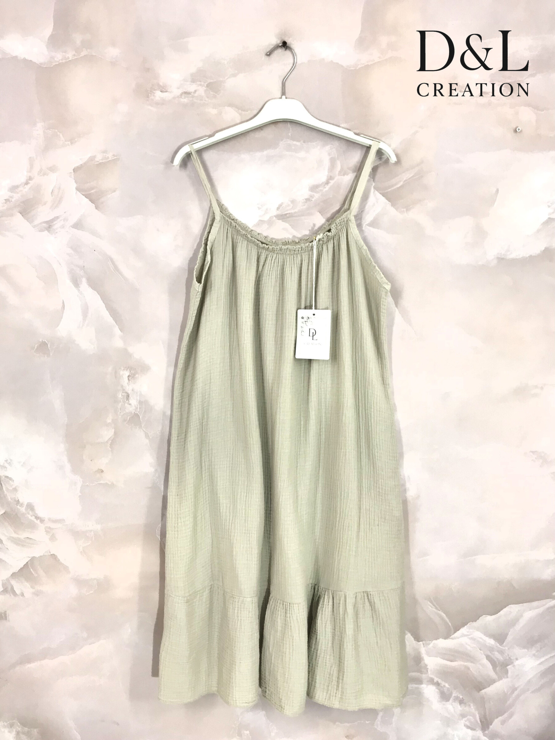 Großhändler D&L CREATION - Mittellanges Kleid aus doppelter Baumwollgaze Größe 38 bis 48