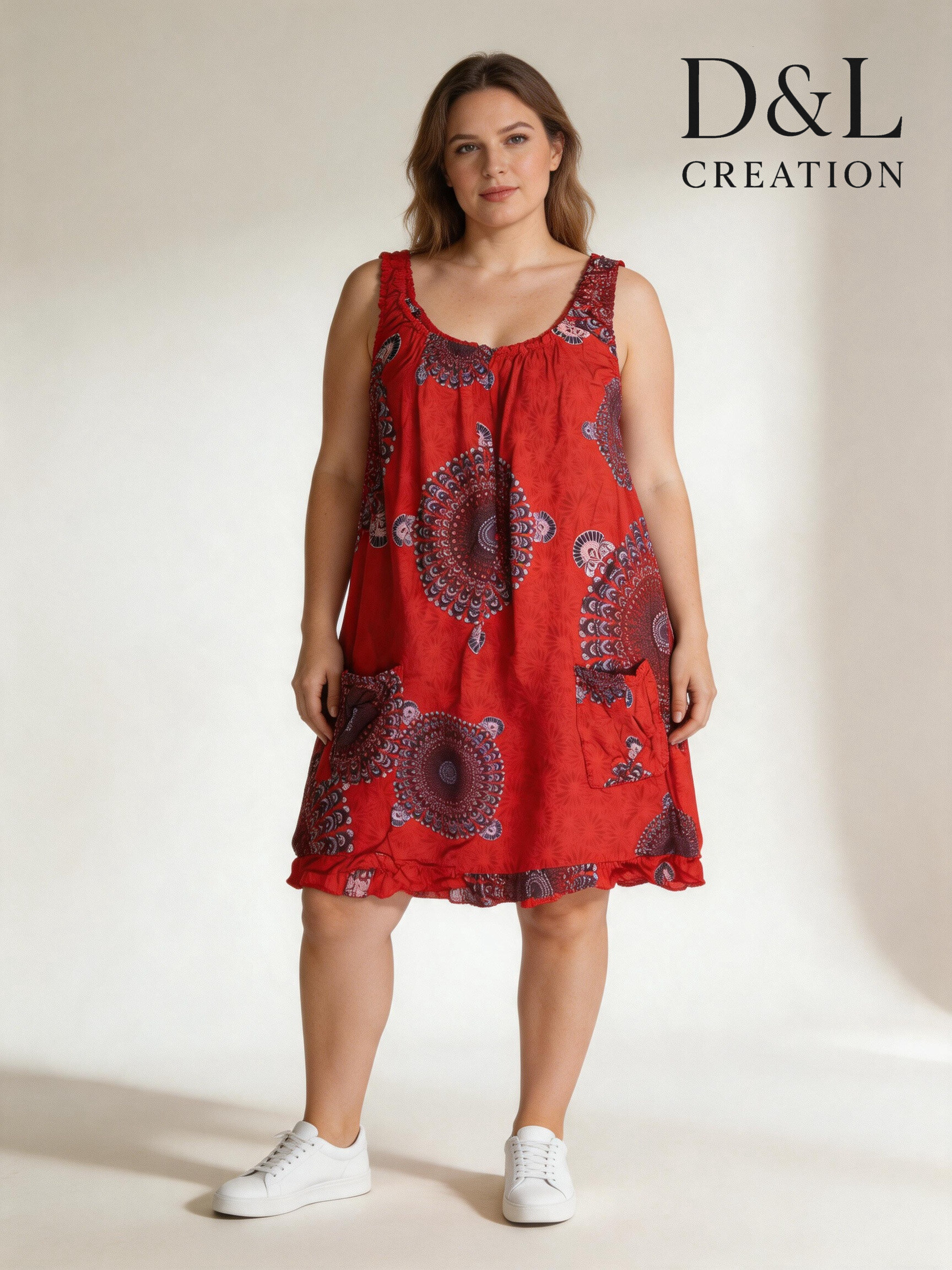 Grossiste D&L CREATION - Robe coton imprimée avec poches T38 à T50