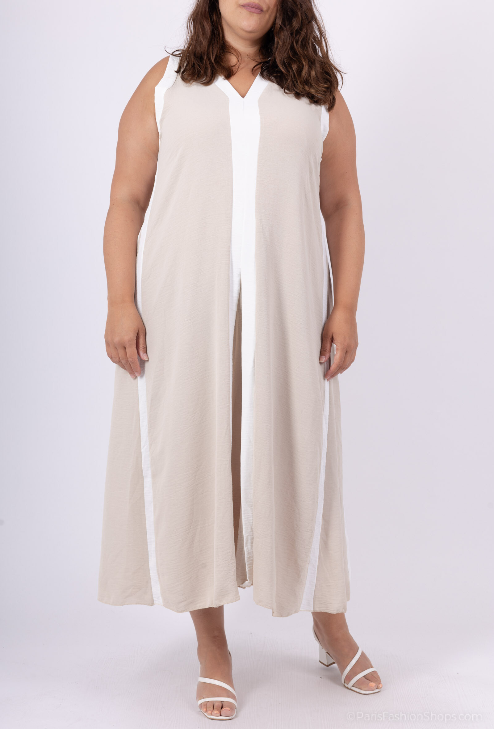 Mayorista D&L CREATION - Vestido largo bicolor acampanado talla 38 a 52