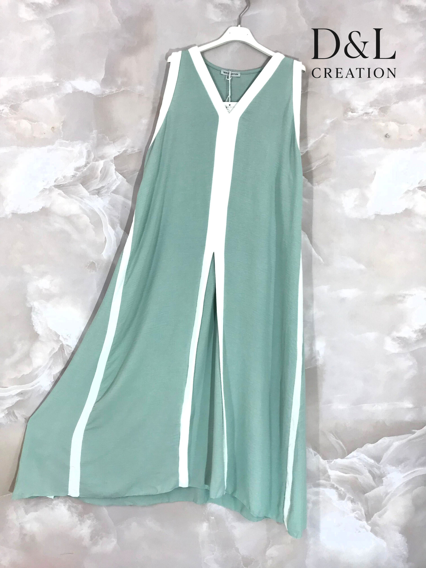 Mayorista D&L CREATION - Vestido largo bicolor acampanado talla 38 a 52