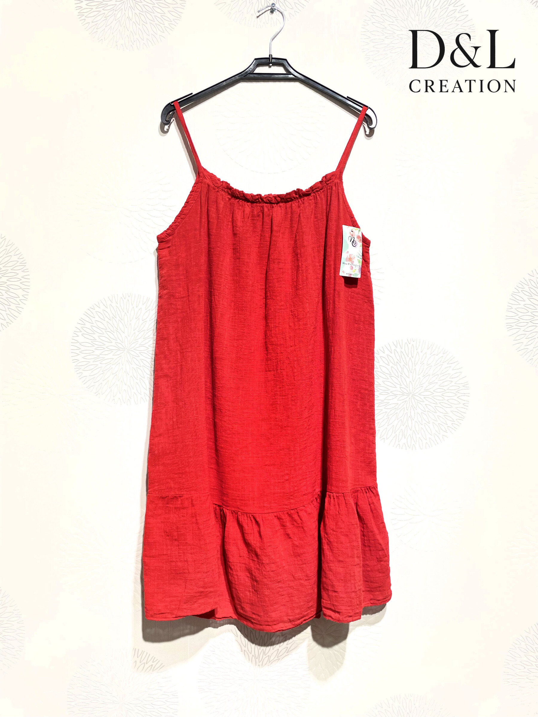 Großhändler D&L CREATION - Kurzes Kleid mit dünnen Baumwollträgern Größe 38 bis 46