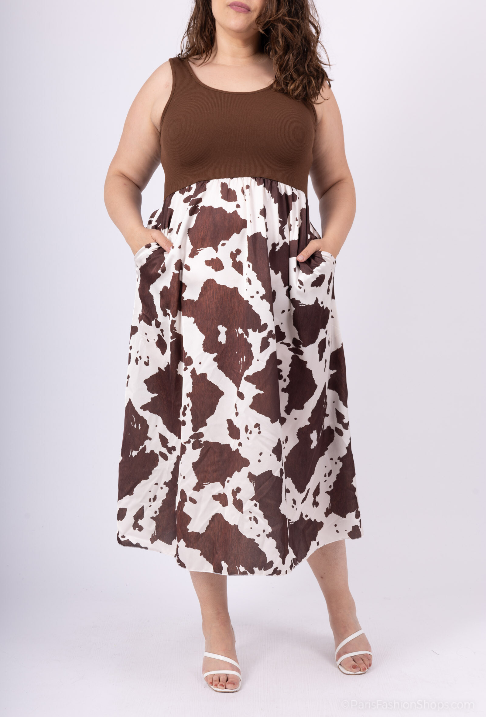 Mayorista D&L CREATION - Vestido bi-material unido e impreso T38 a T46
