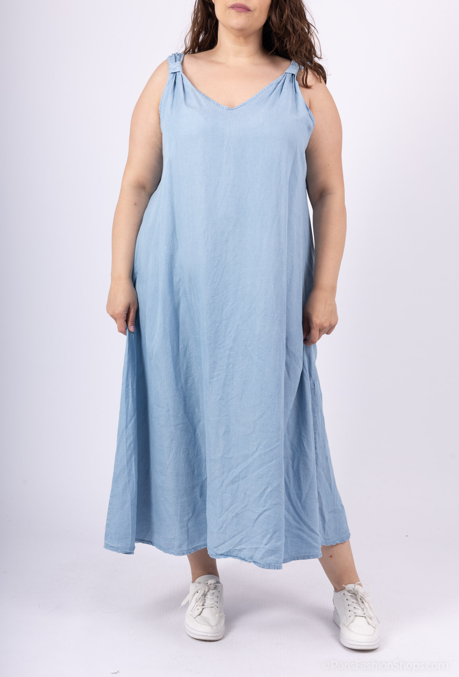 Mayorista D&L CREATION - Vestido largo acampanado en TNCEL sin manga T40 a T52