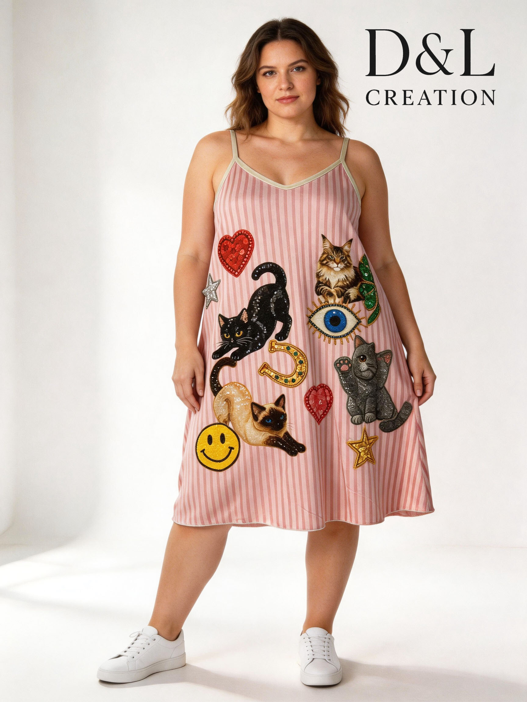 Grossista D&L CREATION - Abito lurex stampato alla moda T38 a T50