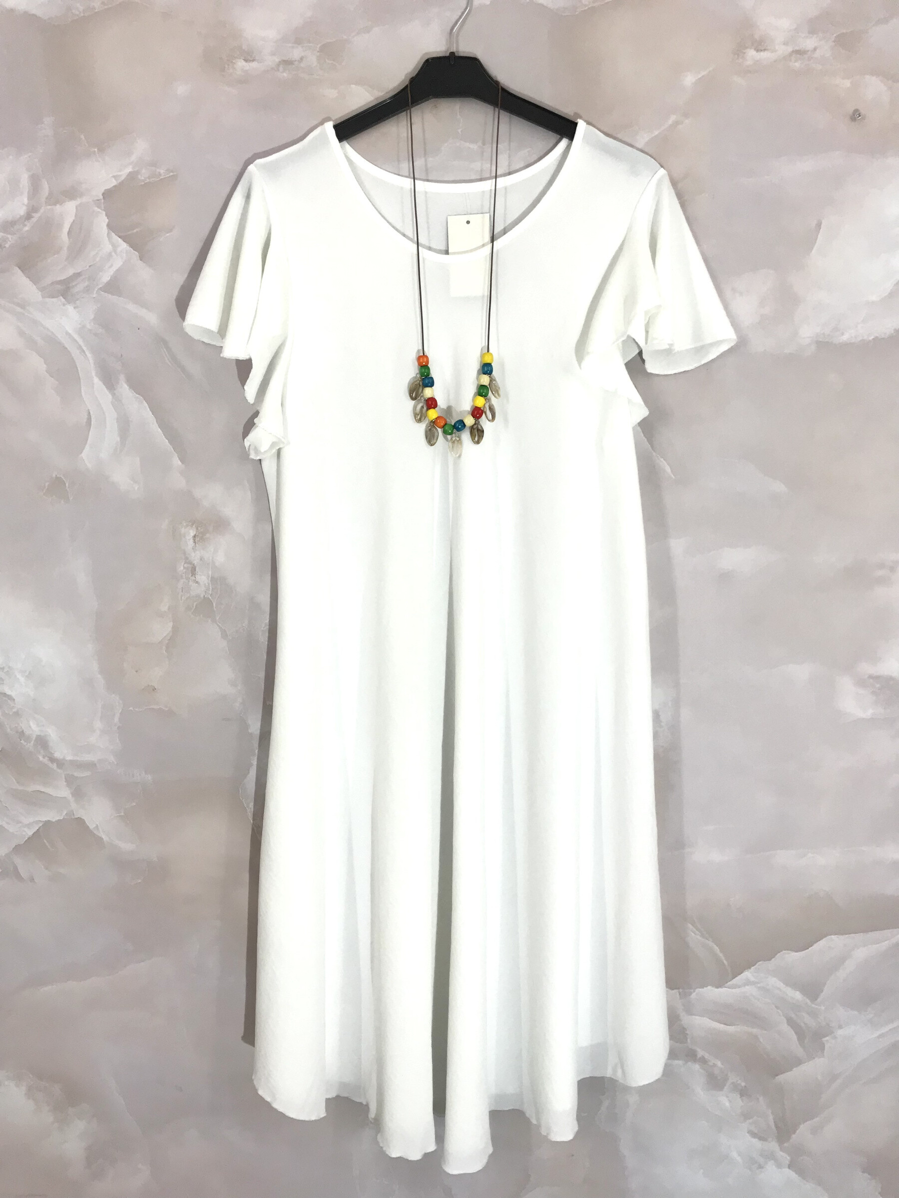 Grossiste D&L CREATION - Robe grande taille évasée aux manches volantées T38 à T52