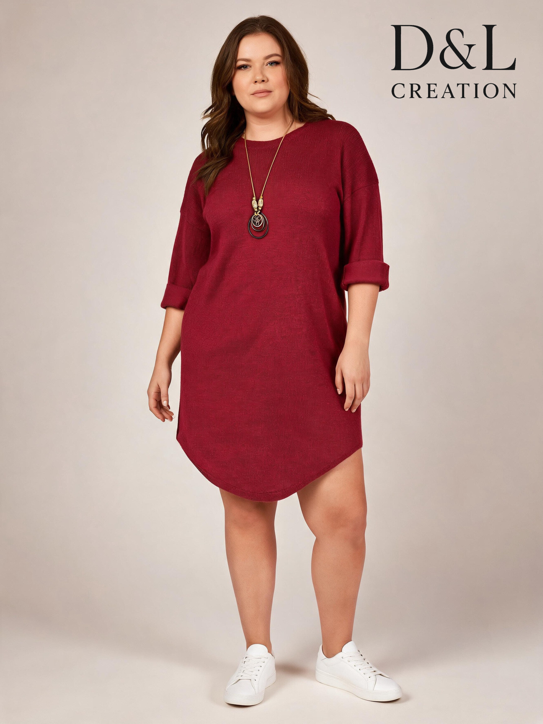 Wholesaler D&L CREATION - Velvet dress with necklace, sizes 10 to 22