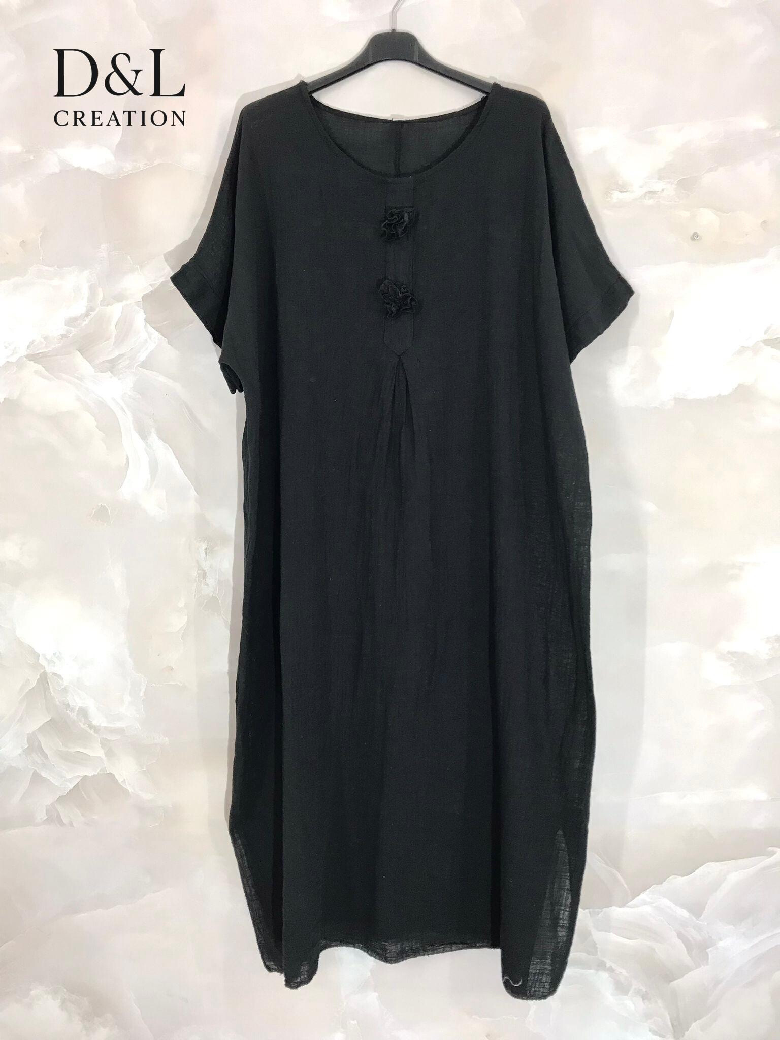 Mayorista D&L CREATION - Vestido de algodón unido con flores T38 a T56