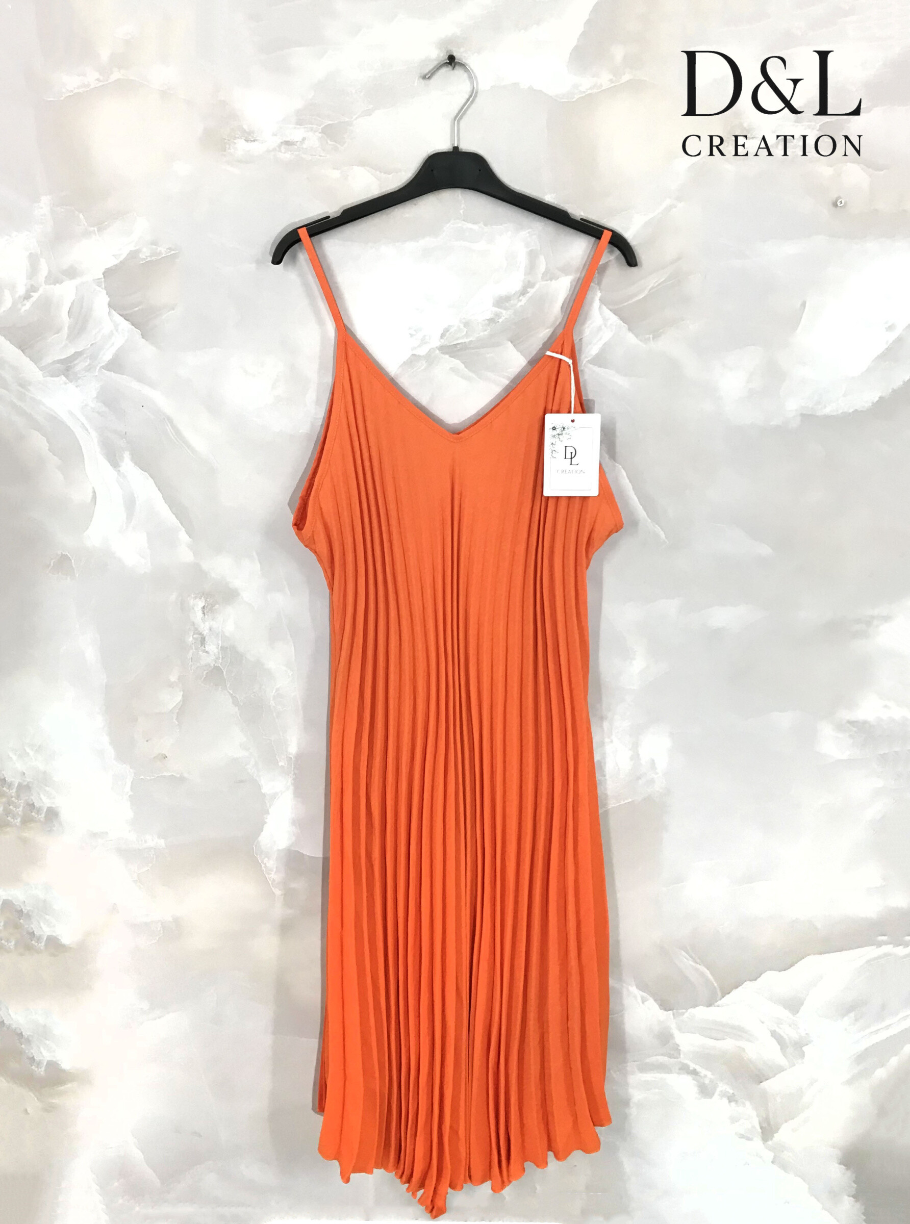 Großhändler D&L CREATION - Gefaltete mittellange Kleid Größe 38 bis 50