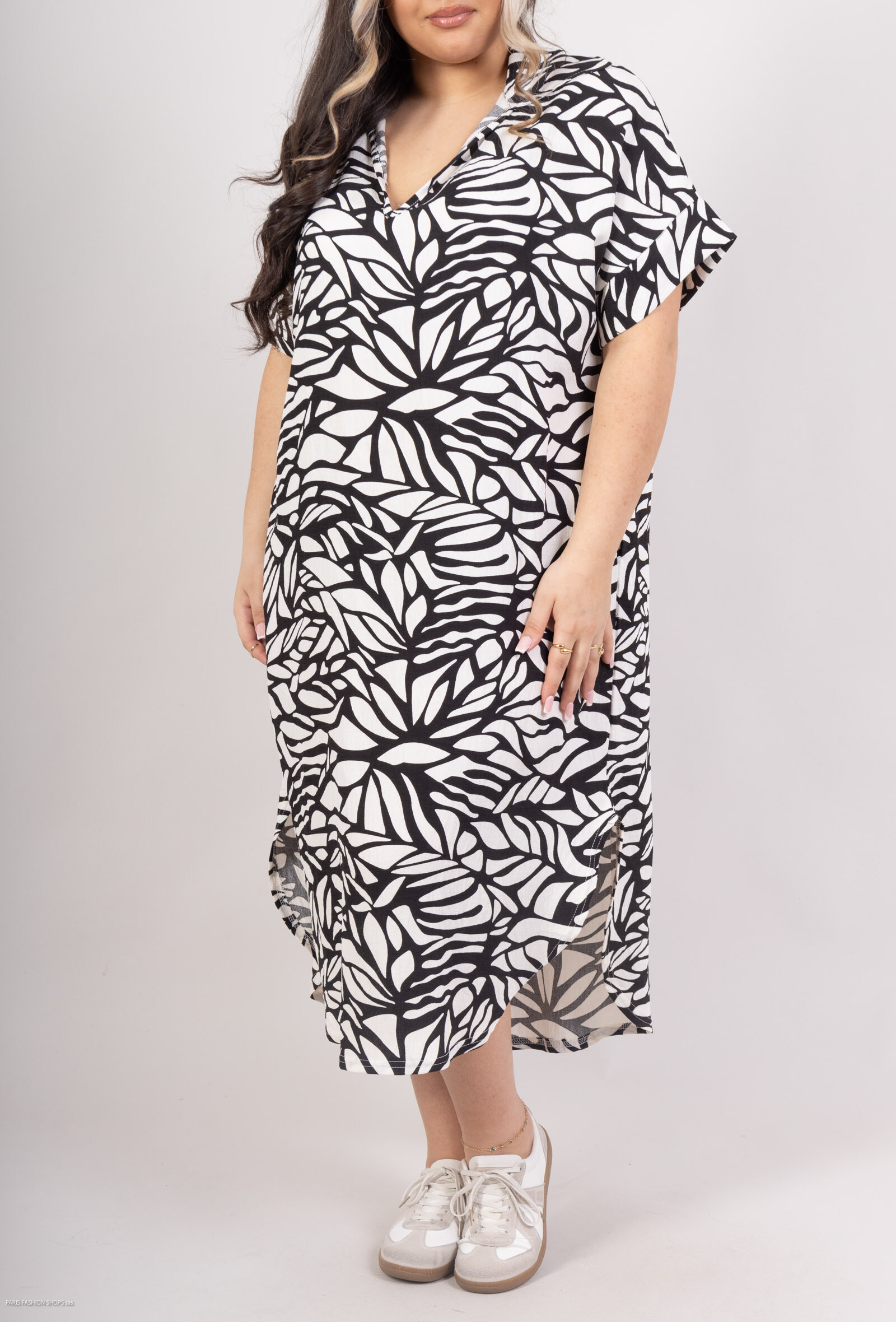 Wholesaler D&L CREATION - Long printed dress collar shirt short sleeves T38 at T50