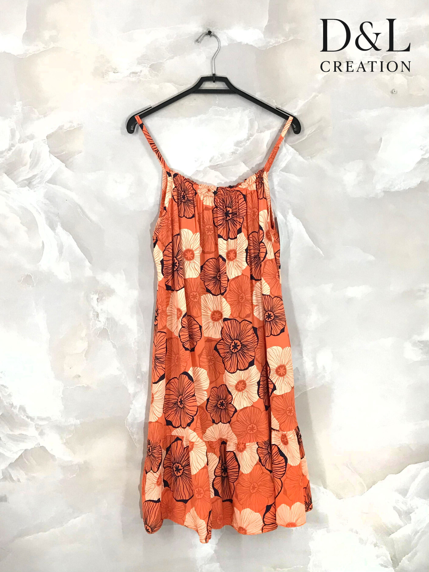 Großhändler D&L CREATION - Kurzes bedrucktes Kleid mit dünnen Trägern Größen 38 bis 48