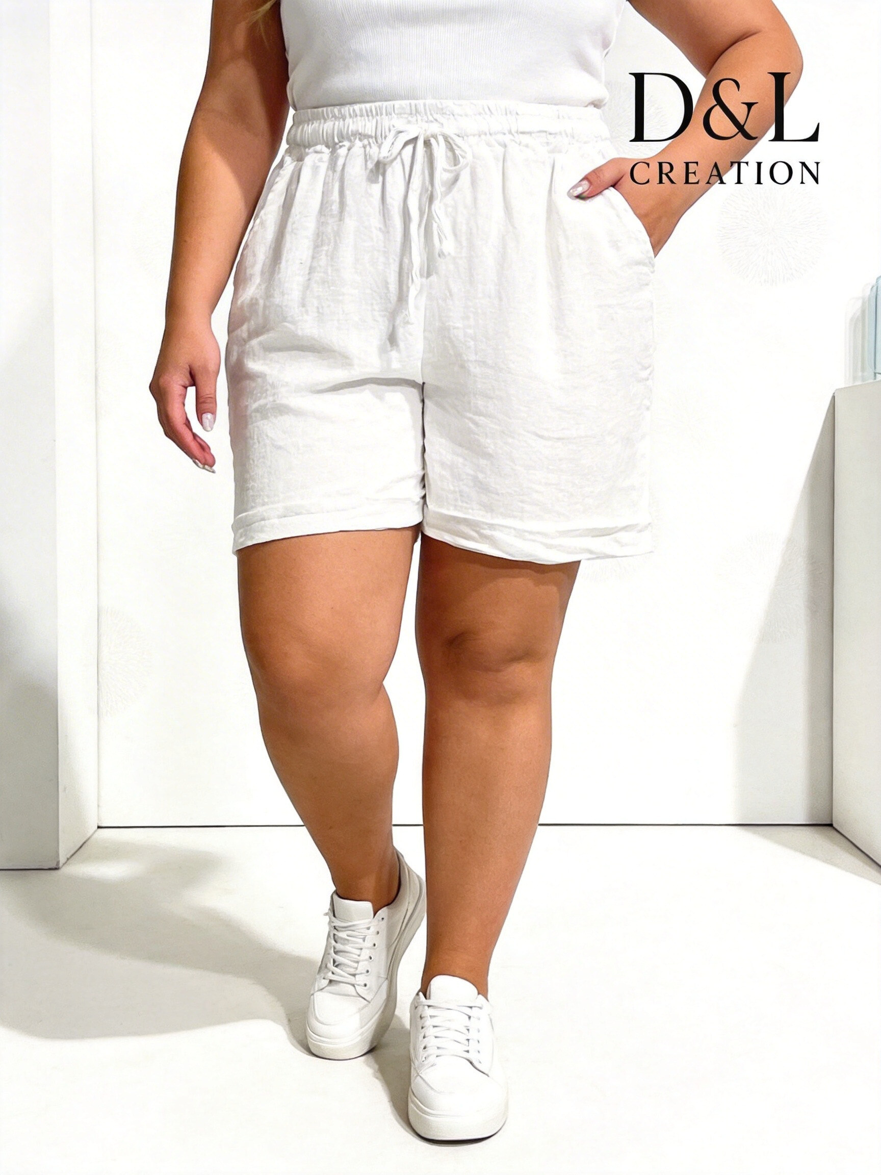 Großhändler D&L CREATION - Leinenshorts mit Taschen, Größen 38 bis 48