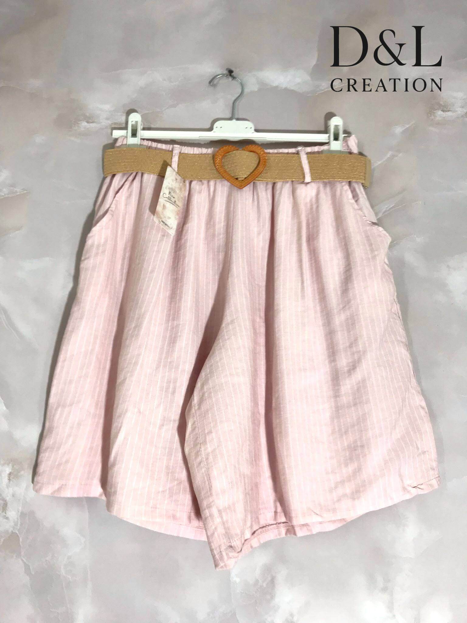 Grossiste D&L CREATION - Short à fines rayures avec poches et ceinture T36 à T46