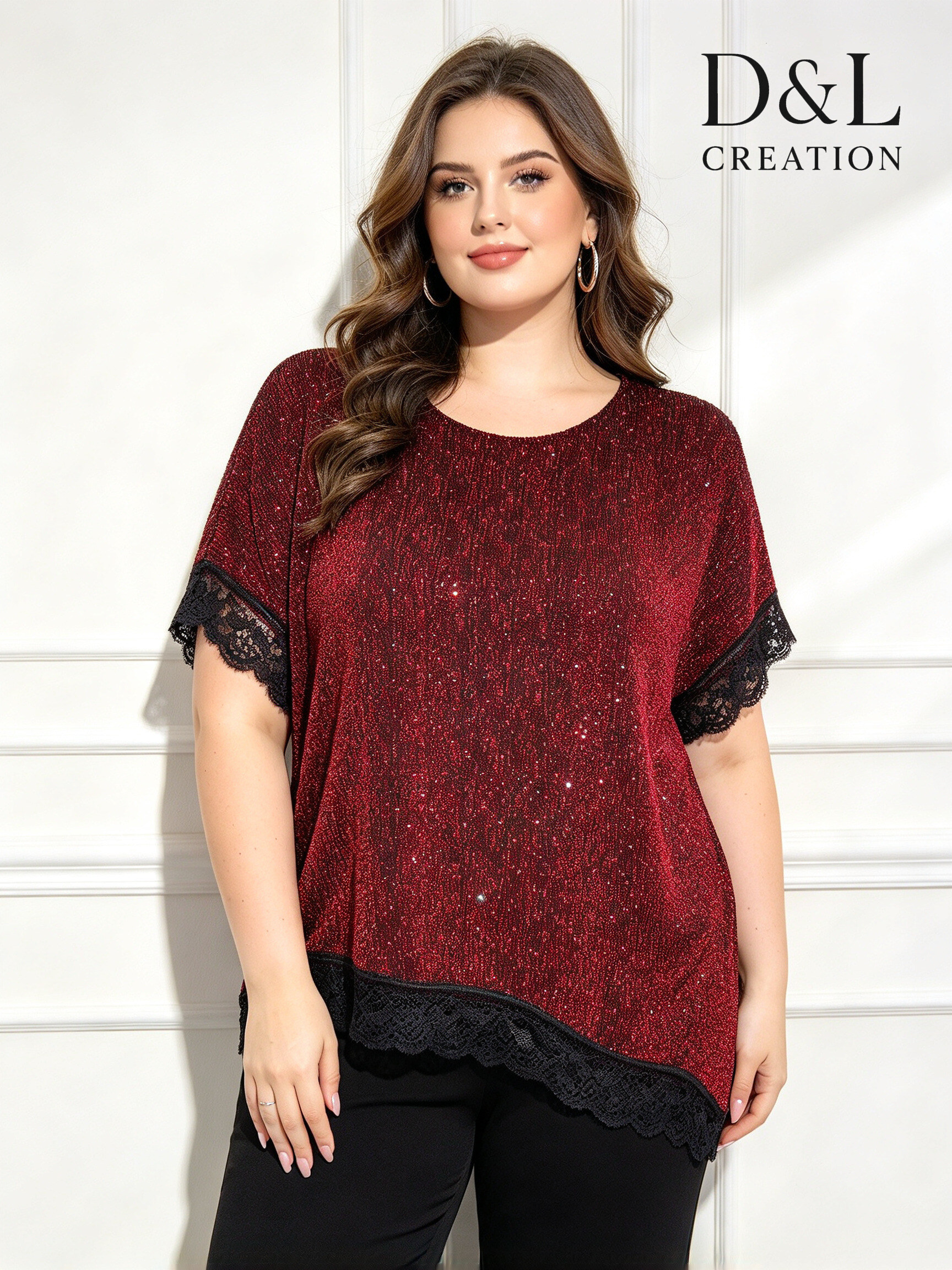 Großhändler D&L CREATION - Asymmetrische Paillettentunika Größen 38 bis 48