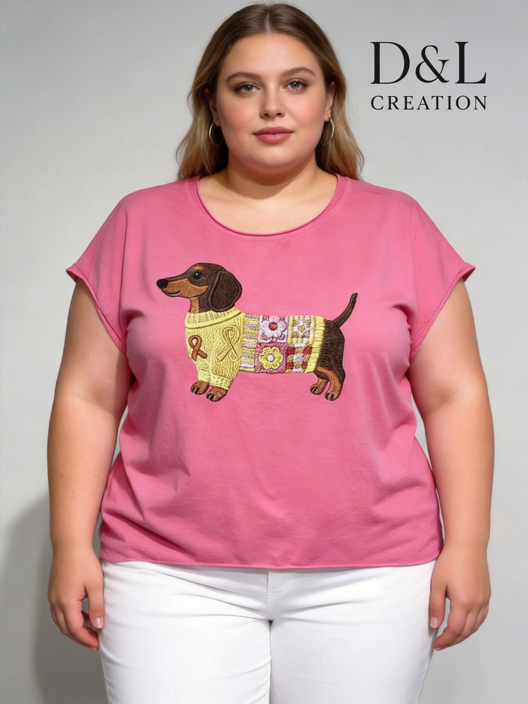 Grossiste D&L CREATION - T-shirt imprimé teckel T38 à T50