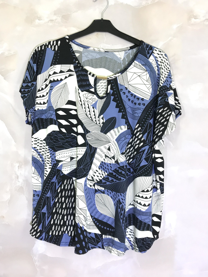 Grossiste D&L CREATION - Top manches courtes imprimée avec petit accessoire