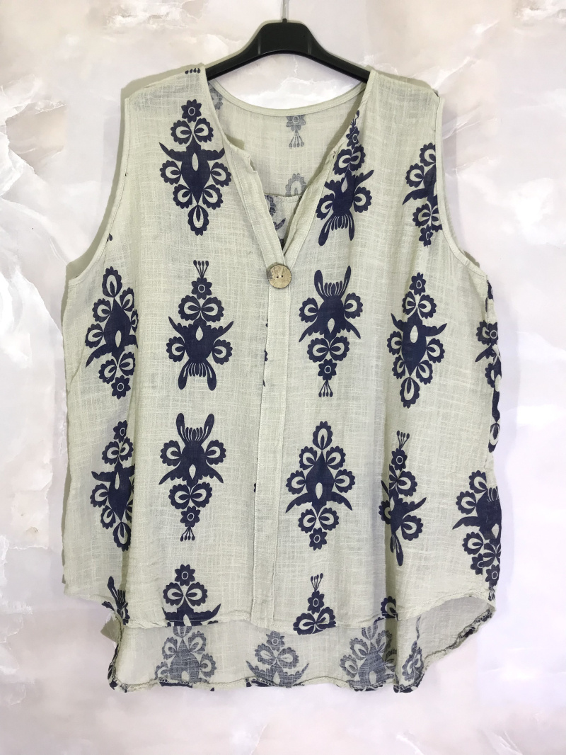 Mayorista D&L CREATION - Top estampado barroco con un botón