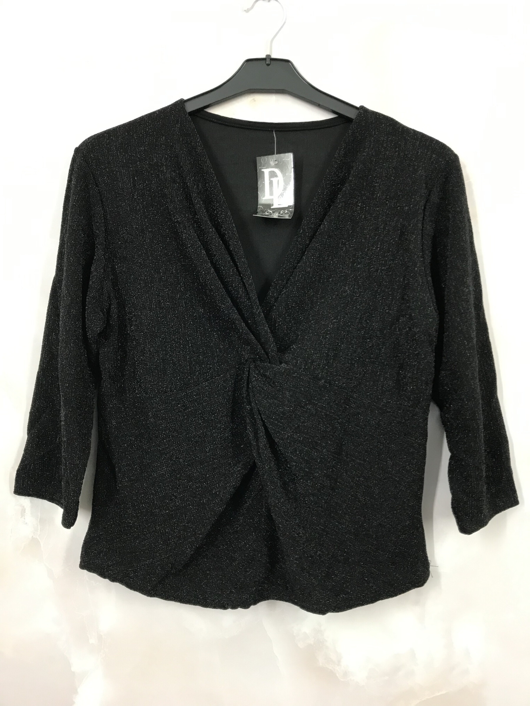 Grossista D&L CREATION - Top brillante con maniche corte, legato davanti