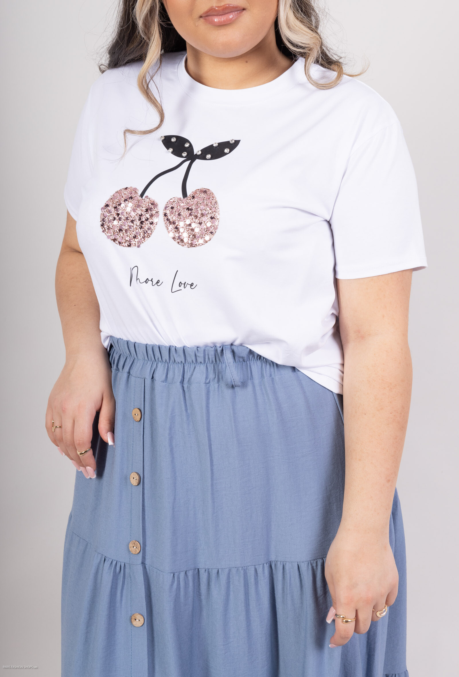 Grossiste D&L CREATION - T-shirt imprimé en coton stretch