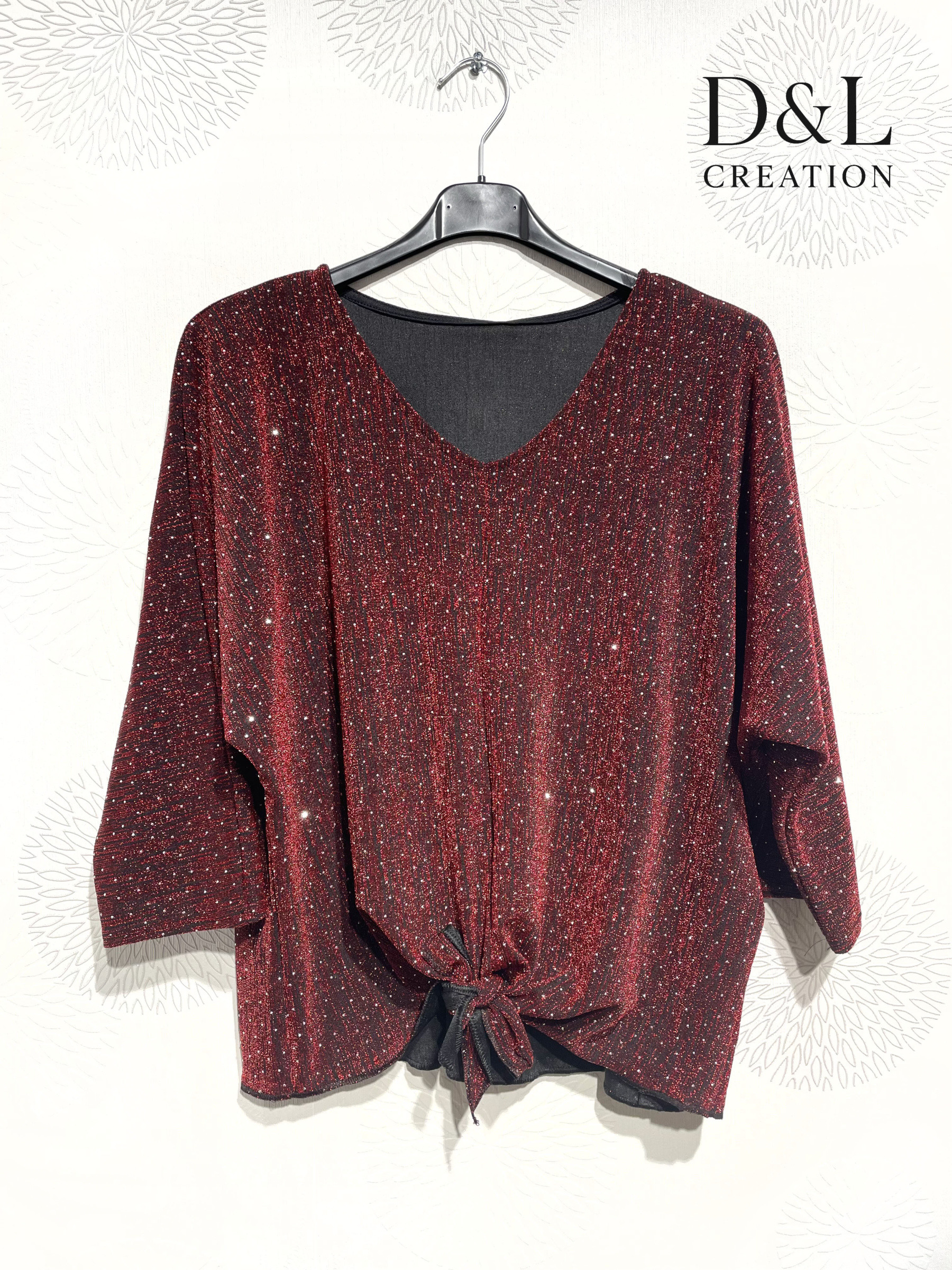 Wholesaler D&L CREATION - Sparkling sequin top with front tie, sizes 38 to 50