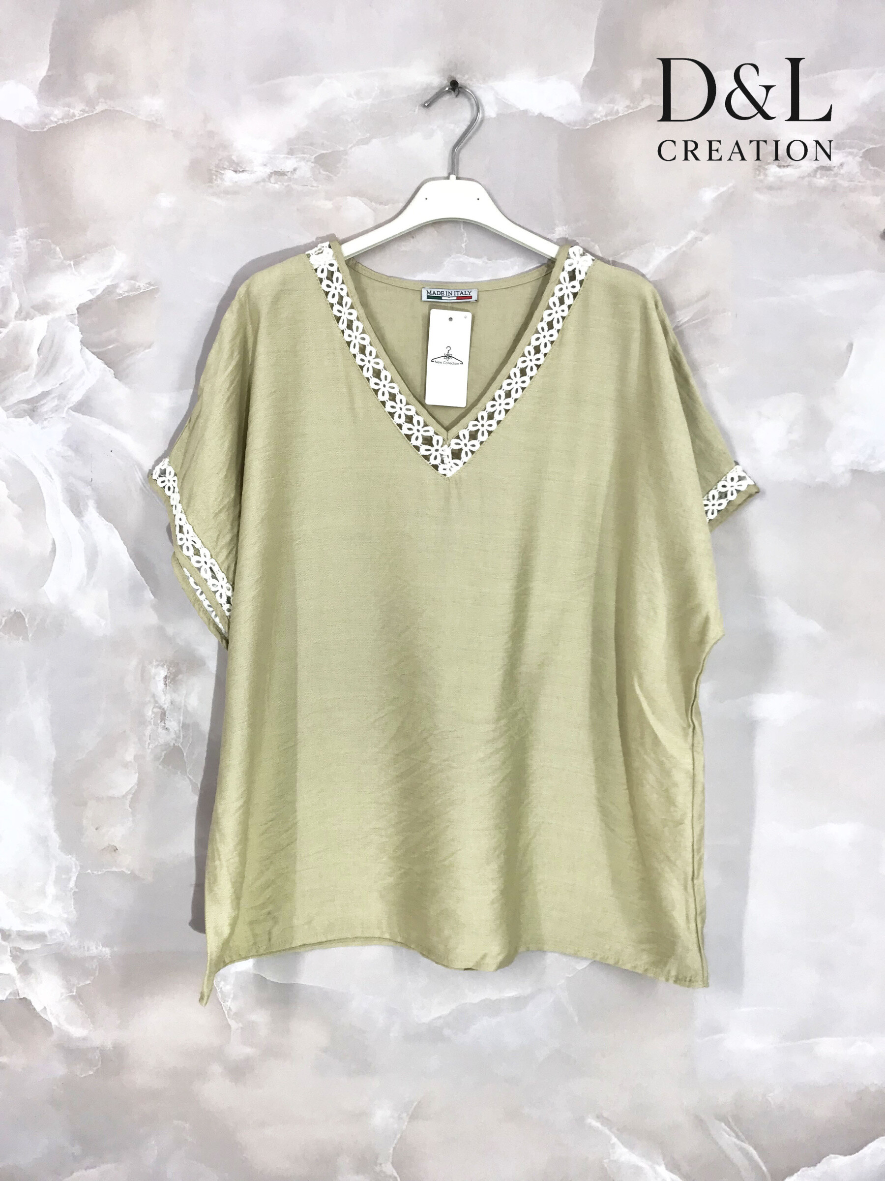 Mayorista D&L CREATION - Cubra con encaje en V -neck y final de las mangas T38 a T50