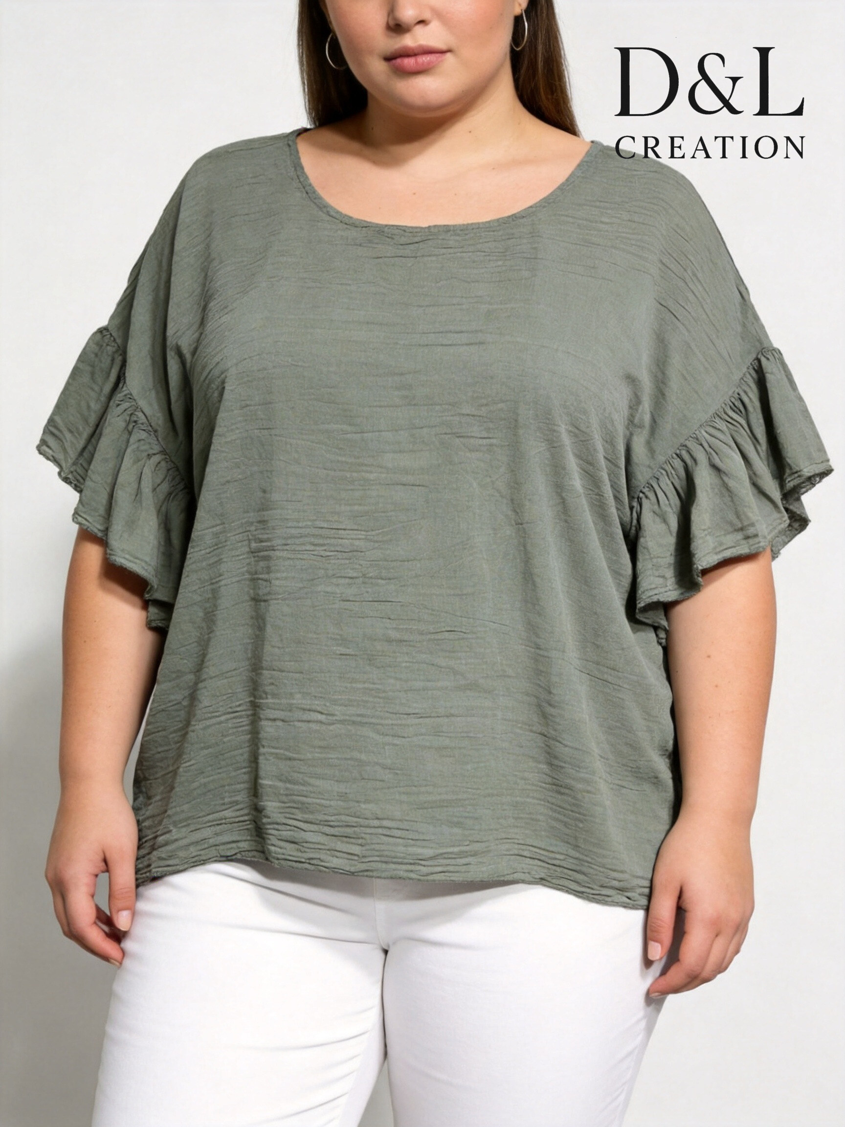 Grossiste D&L CREATION - Top voile de coton à volants T38 à T52