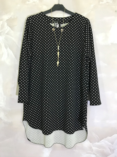 Wholesaler D&L CREATION - Long sleeve tunic with gold necklace Wholesaler D&L CREATION - Long sleeve tunic with gold necklace