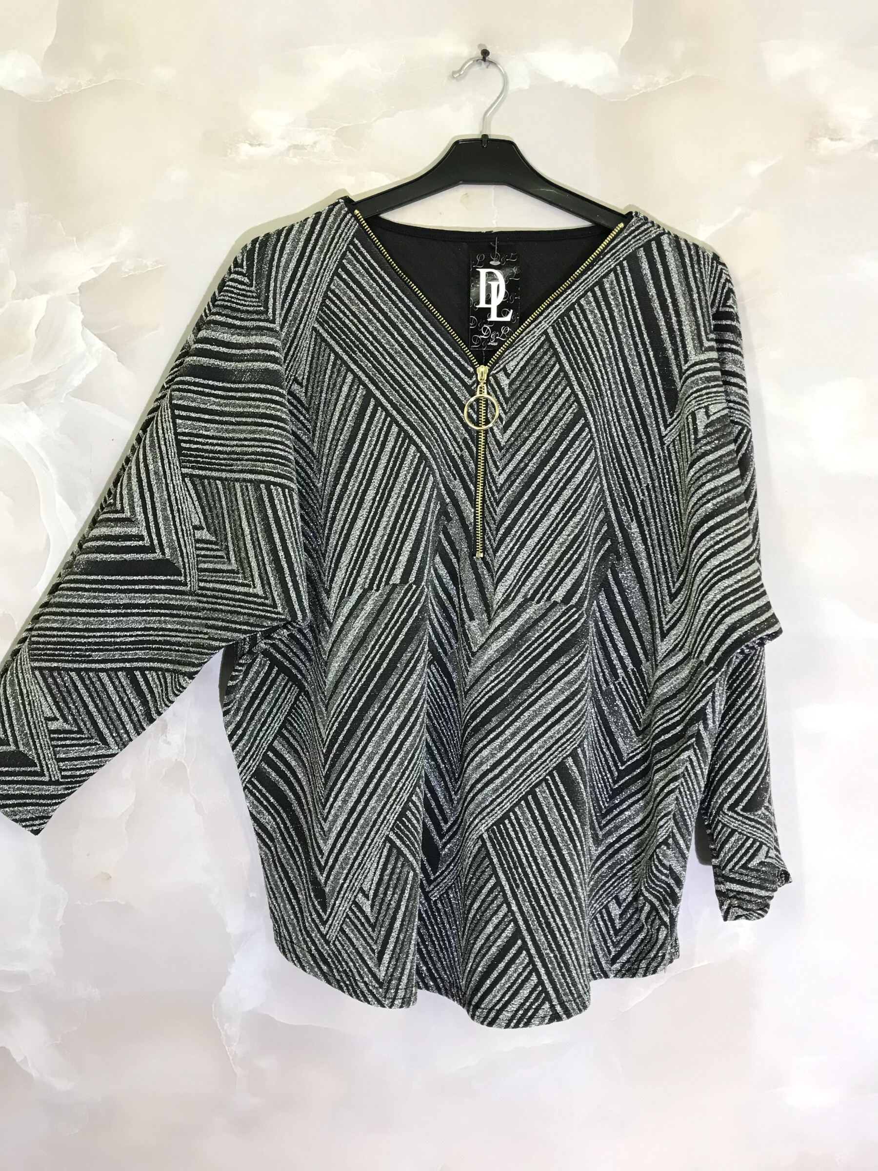 Grossista D&L CREATION - Tunica con paillettes e zip sullo scollo a V