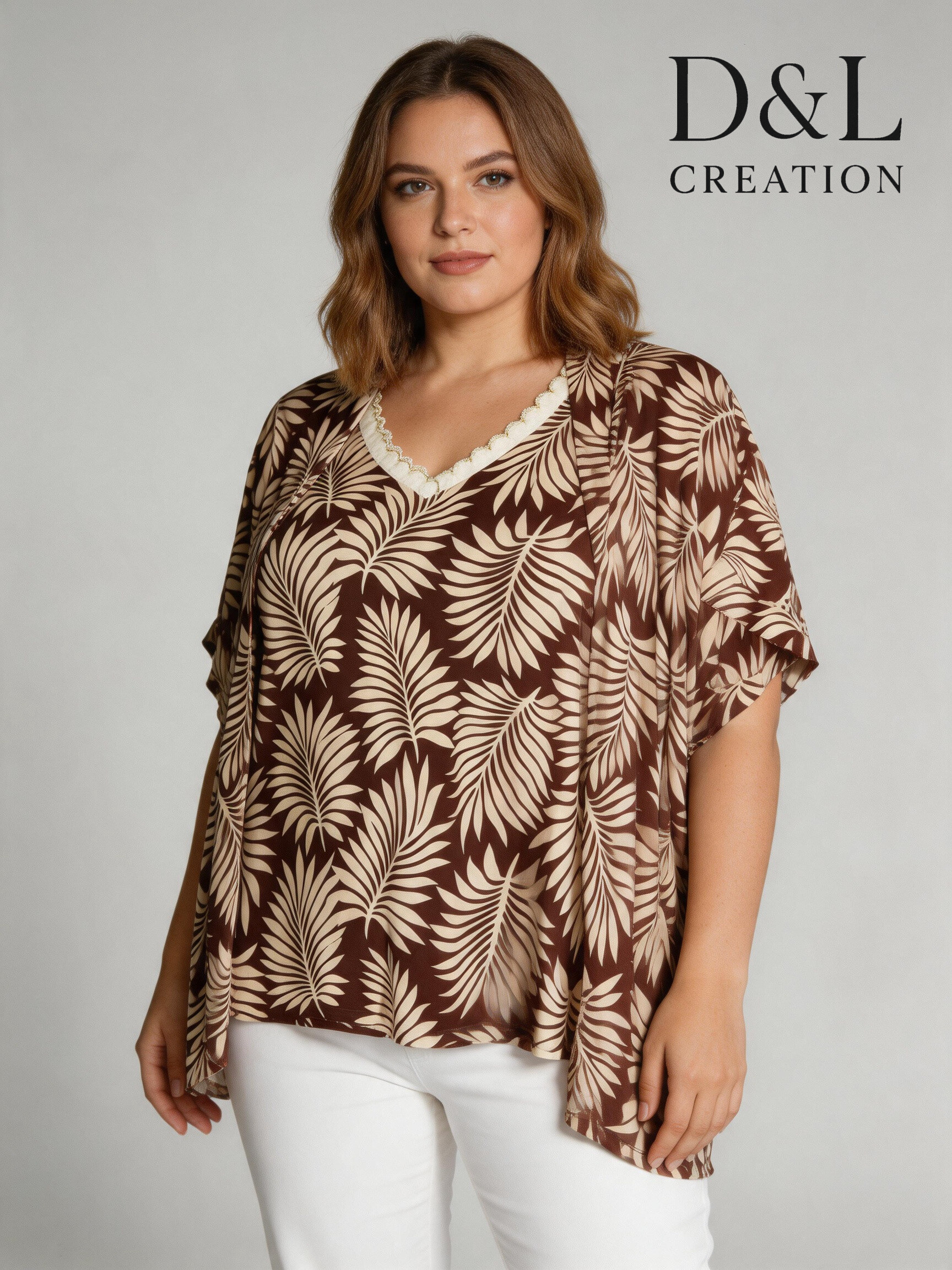 Grossista D&L CREATION - Cardigan aperto stampato taglie 38 a 52+