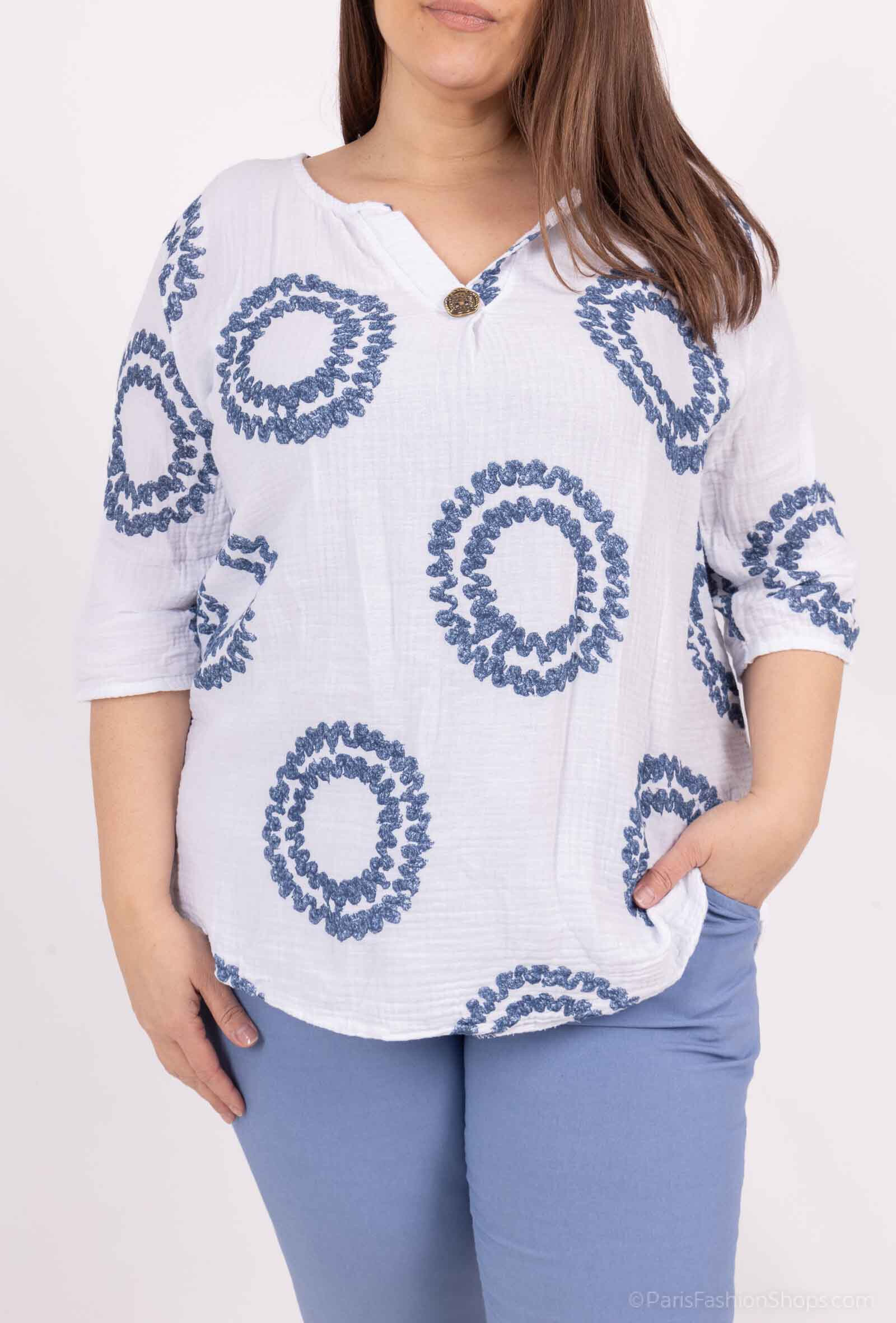 Wholesaler D&L Creation - Tunic printed in double cotton gauze