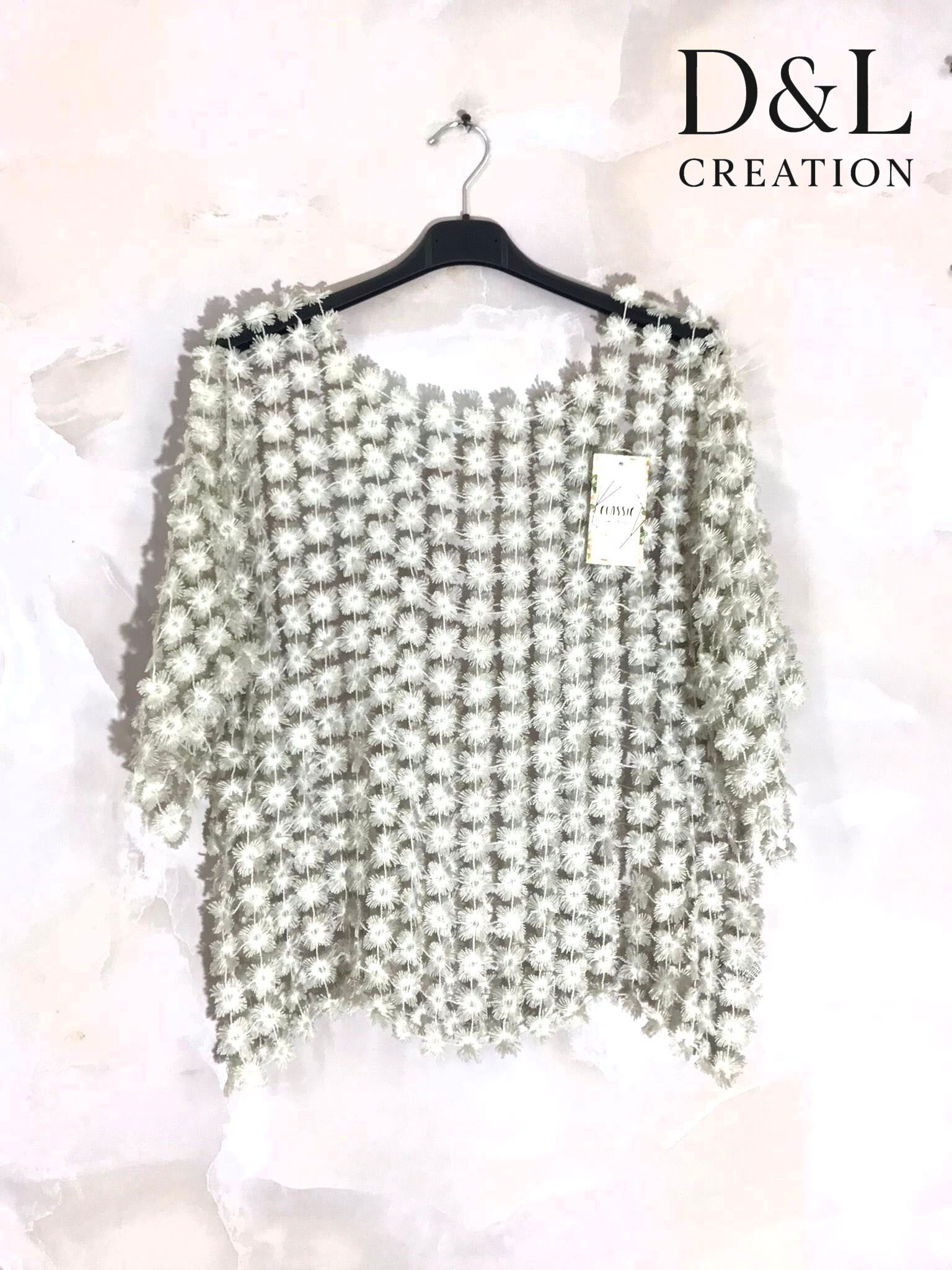Grossista D&L CREATION - Tunica in pizzo con margherite Taglie 38 a 48